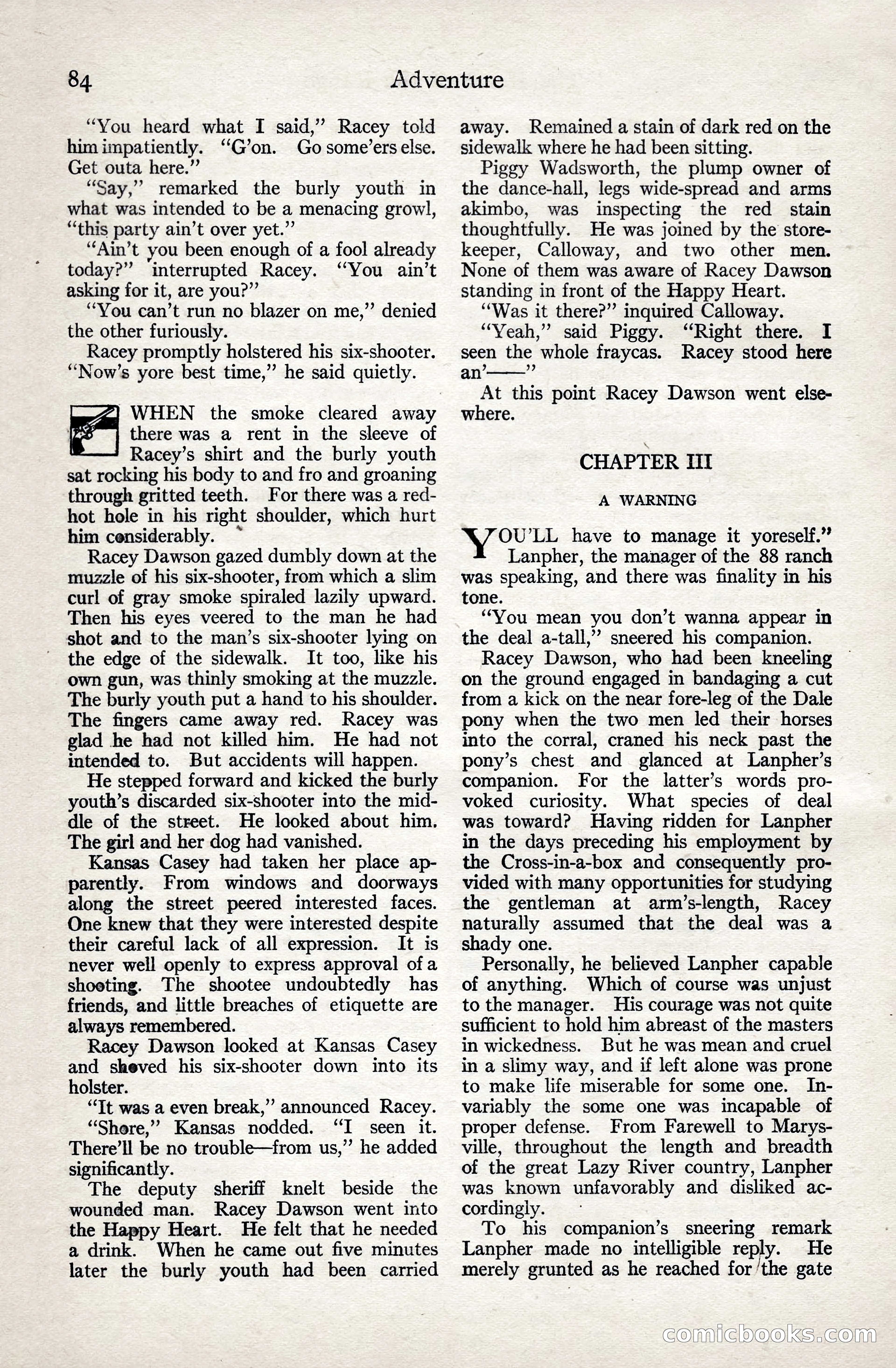 Adventure Magazine, January 3, 1921 — page 94 of 204