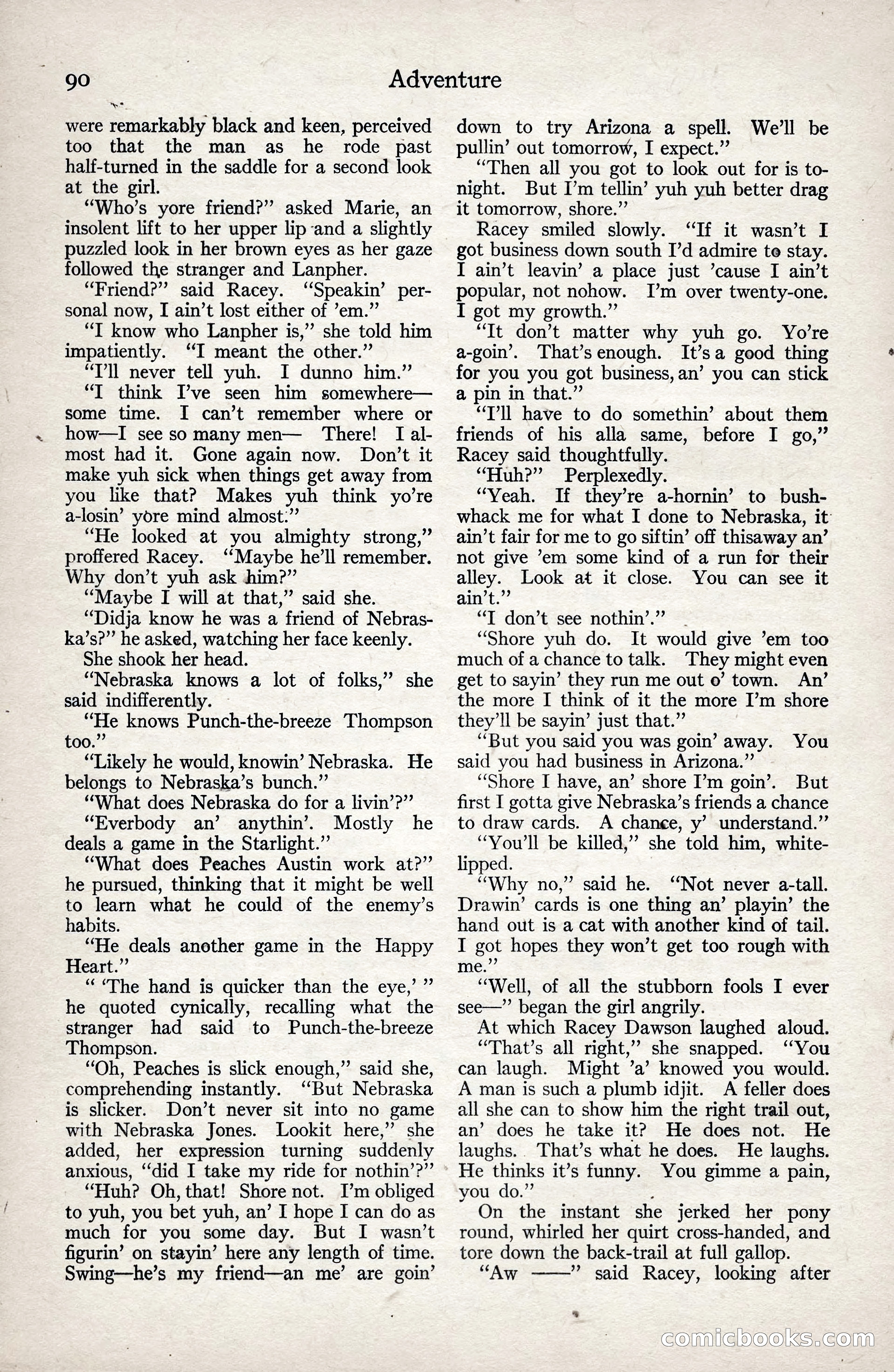 Adventure Magazine, January 3, 1921 — page 100 of 204
