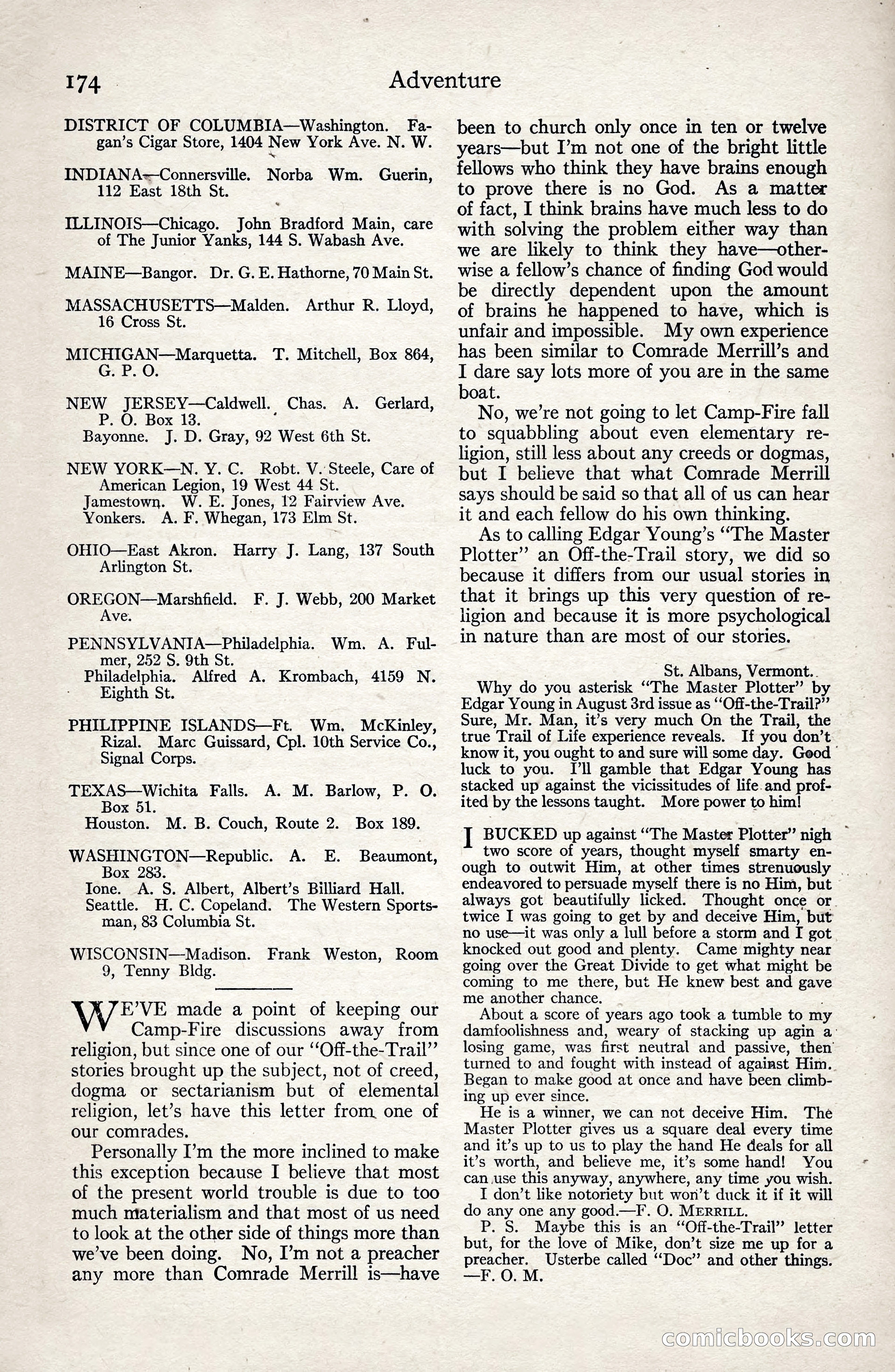 Adventure Magazine, January 3, 1921 — page 184 of 204