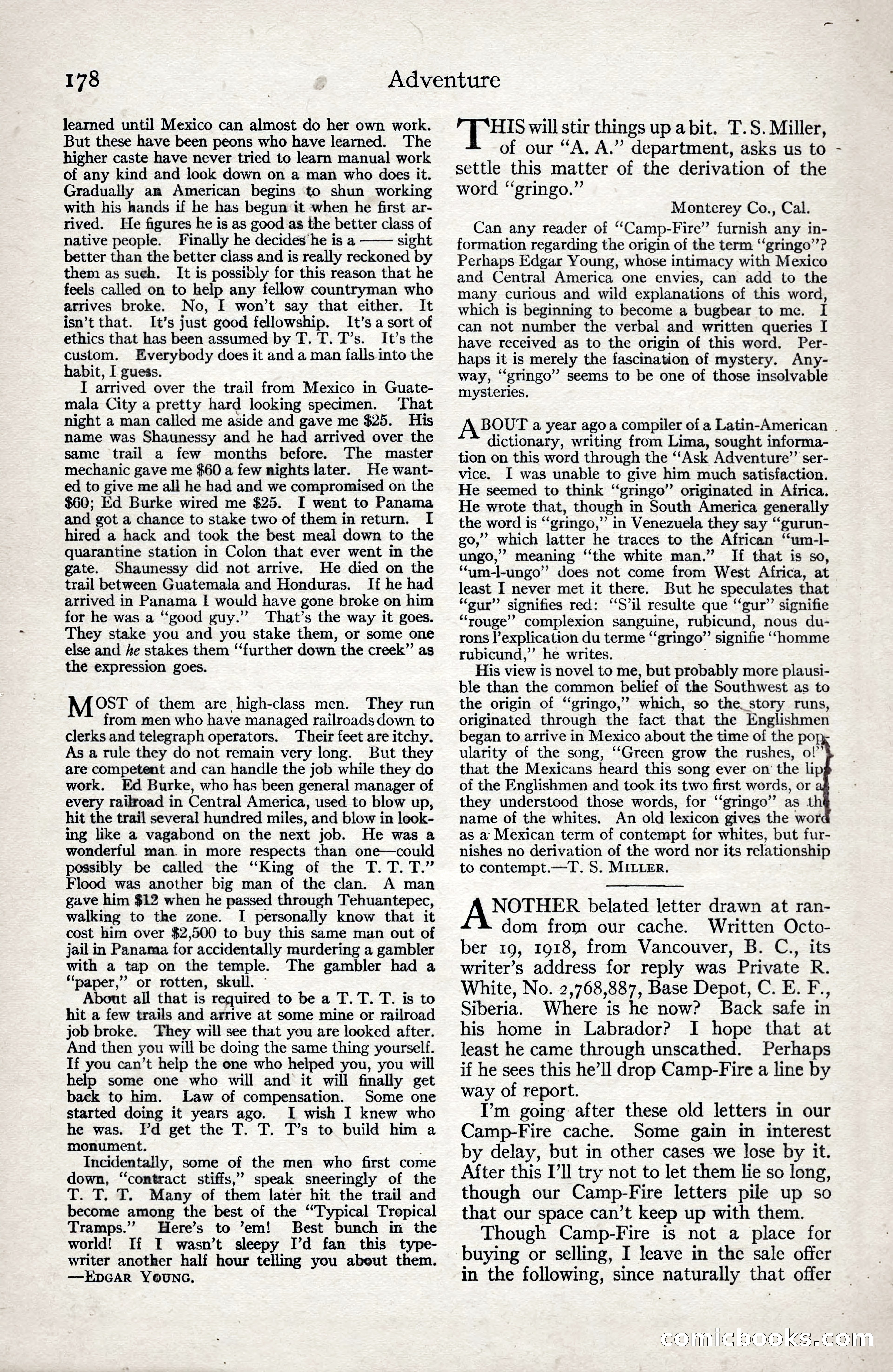Adventure Magazine, January 3, 1921 — page 188 of 204