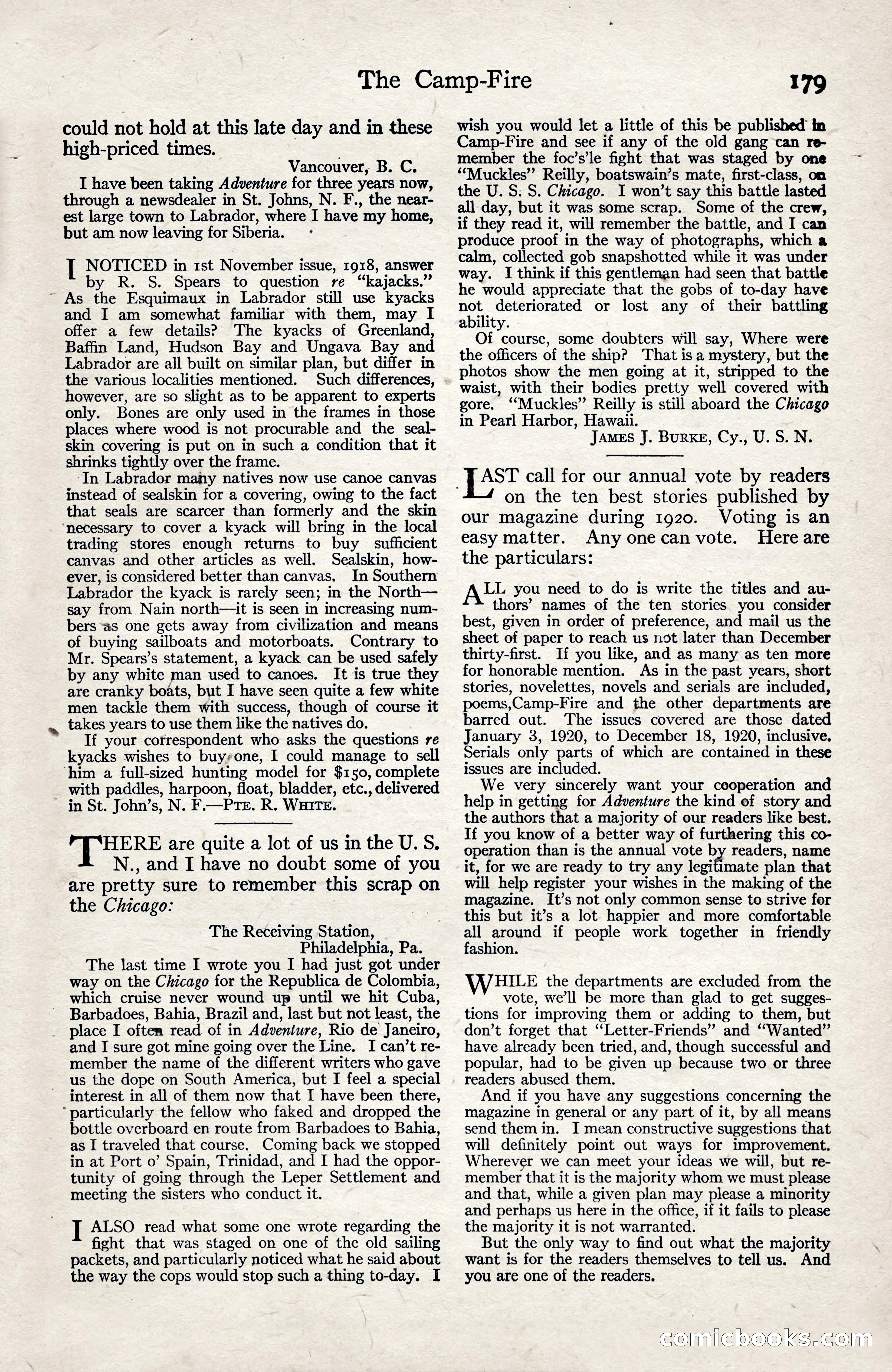 Adventure Magazine, January 3, 1921 — page 189 of 204