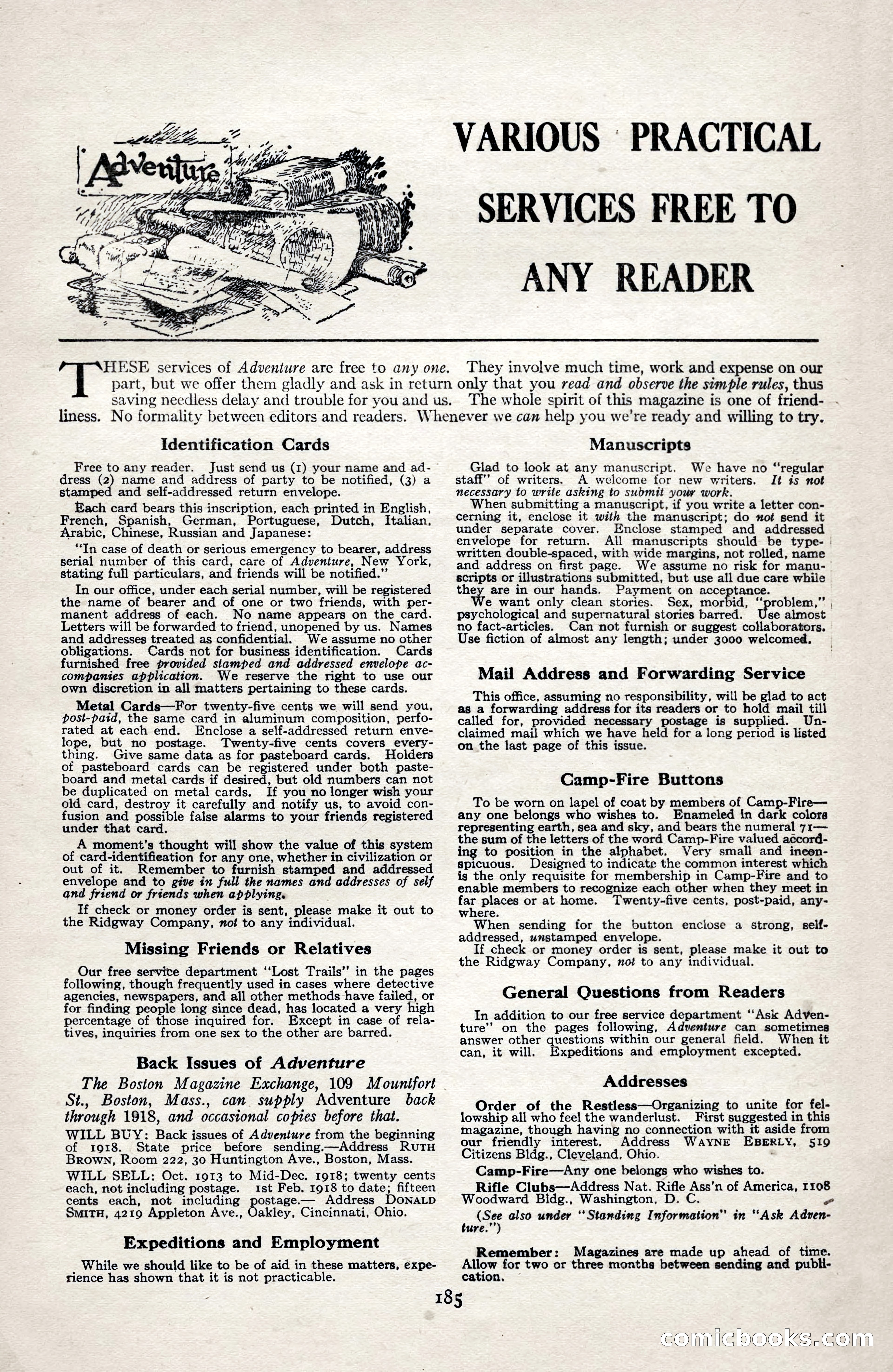 Adventure Magazine, January 3, 1921 — page 195 of 204