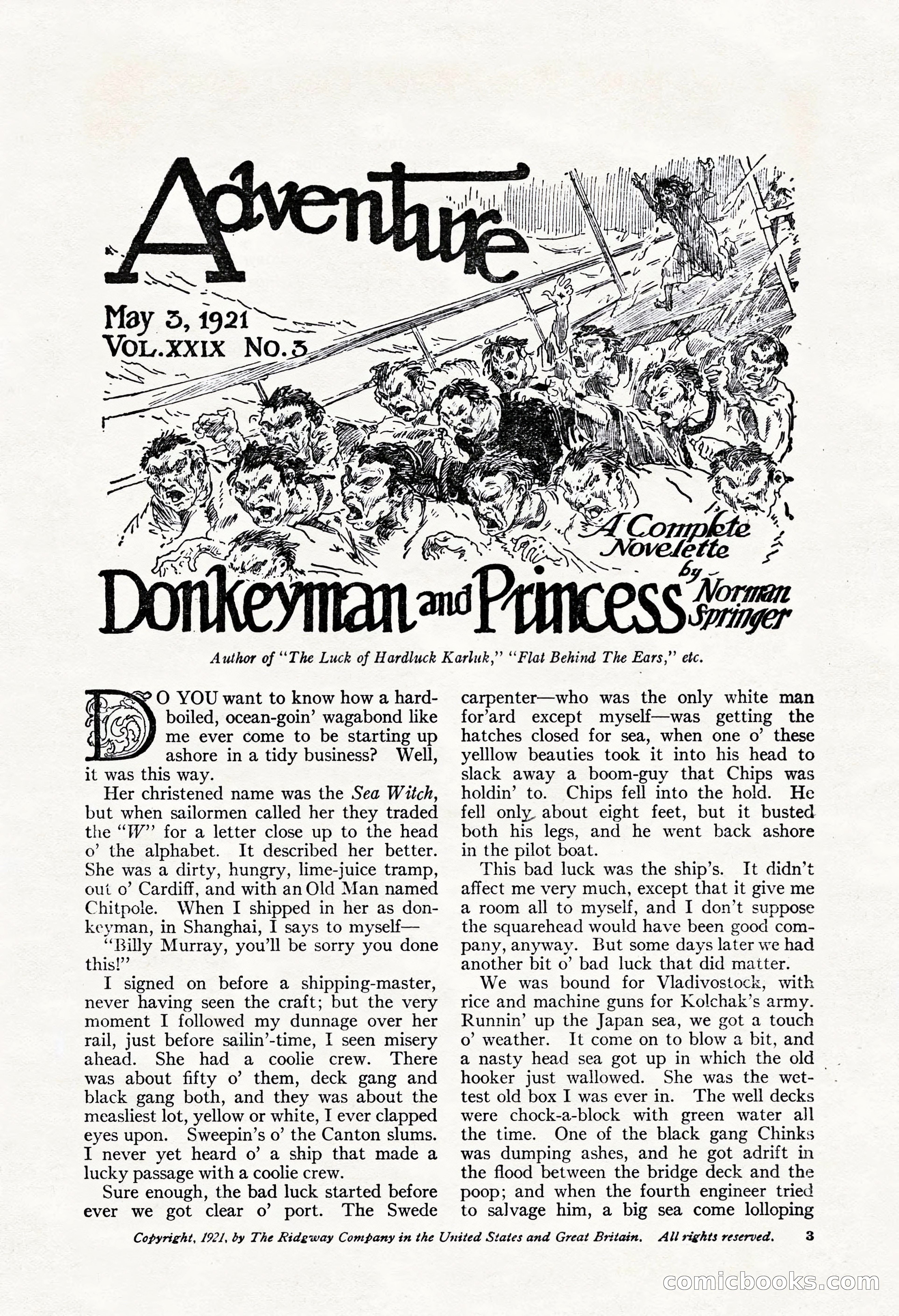 Adventure Magazine, May 3, 1921 — page 13 of 204