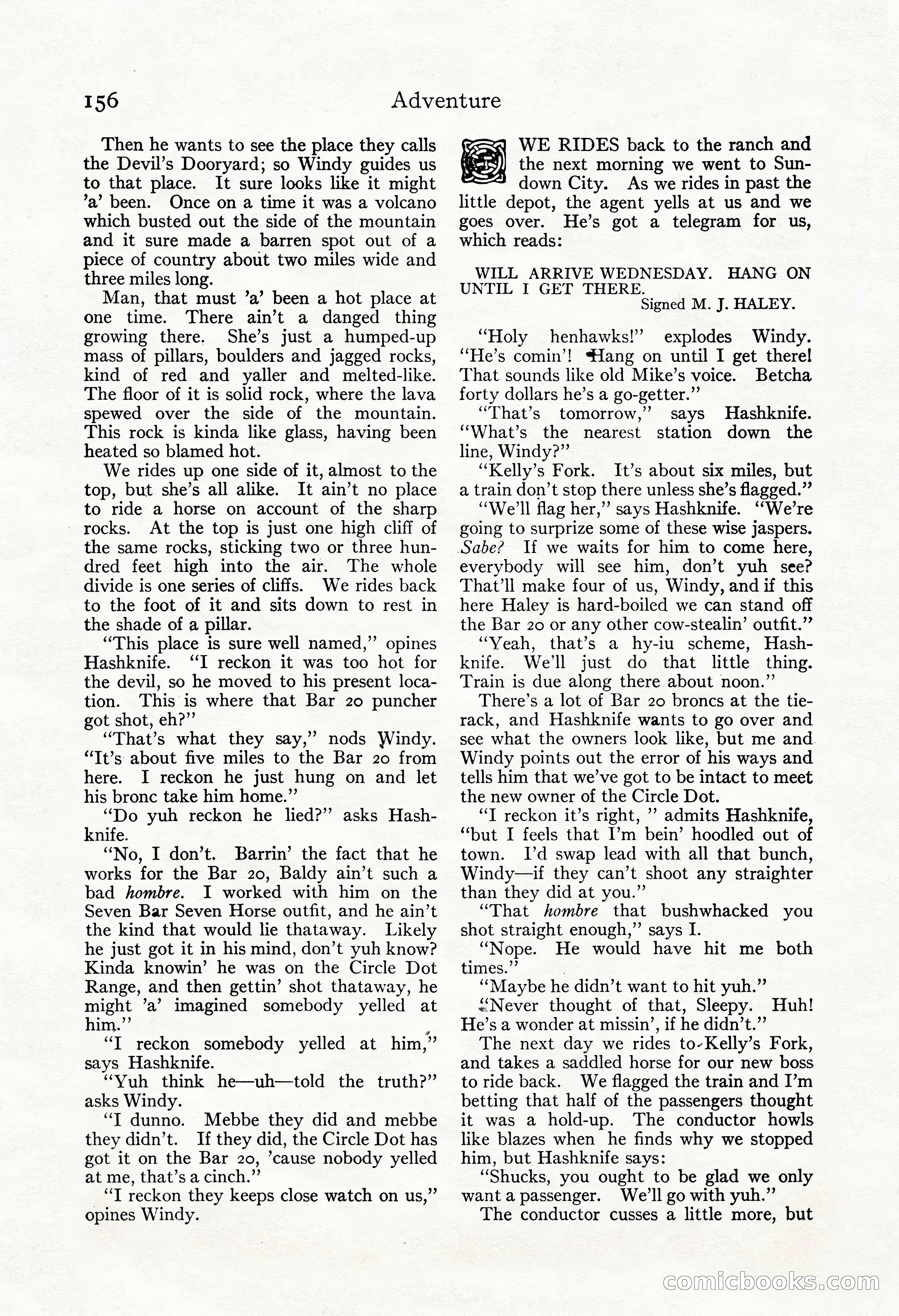 Adventure Magazine, May 3, 1921 — page 166 of 204