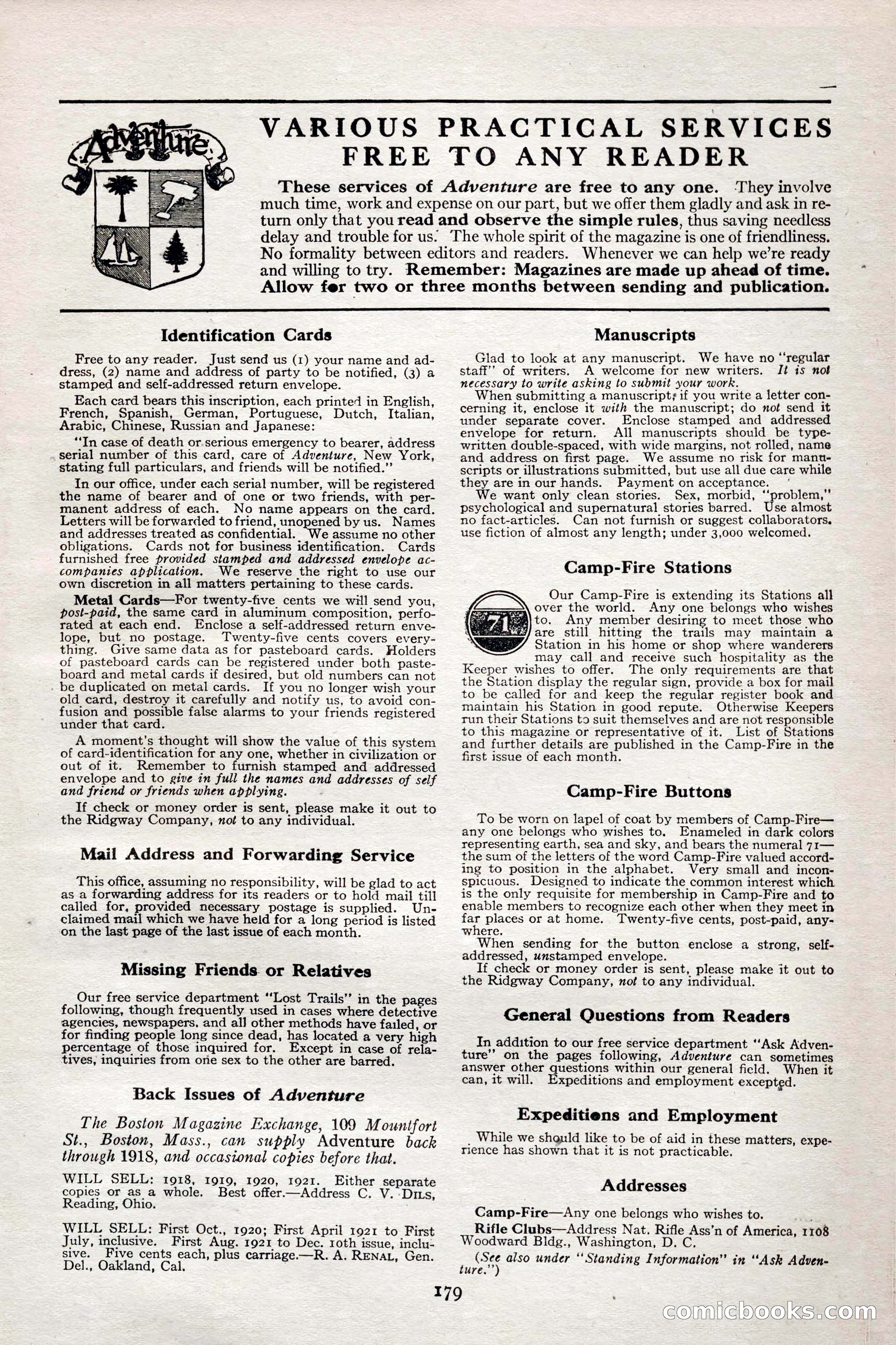 Adventure Magazine, February 28, 1922 — page 189 of 204