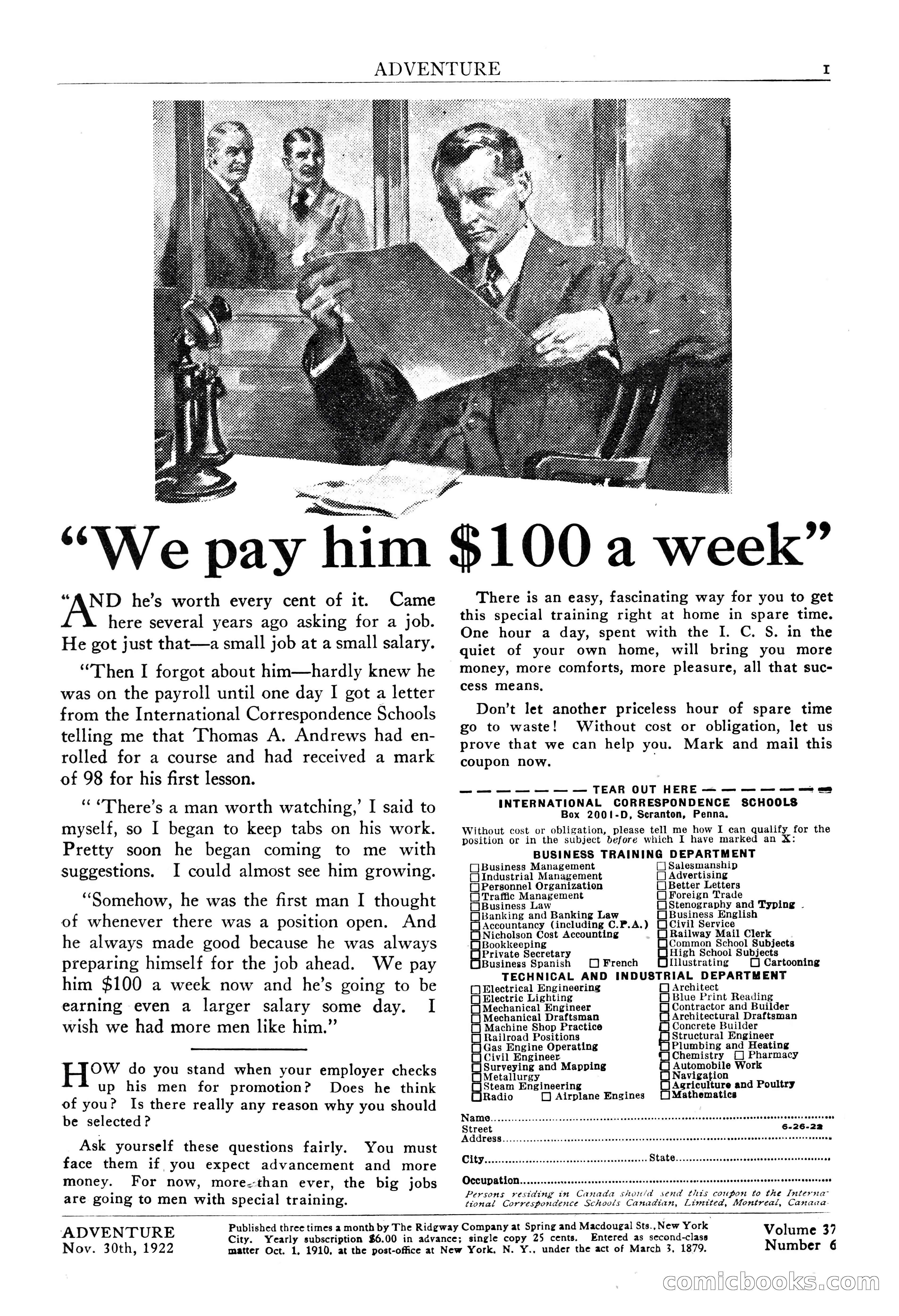 Adventure Magazine, November 30, 1922 — page 3 of 204