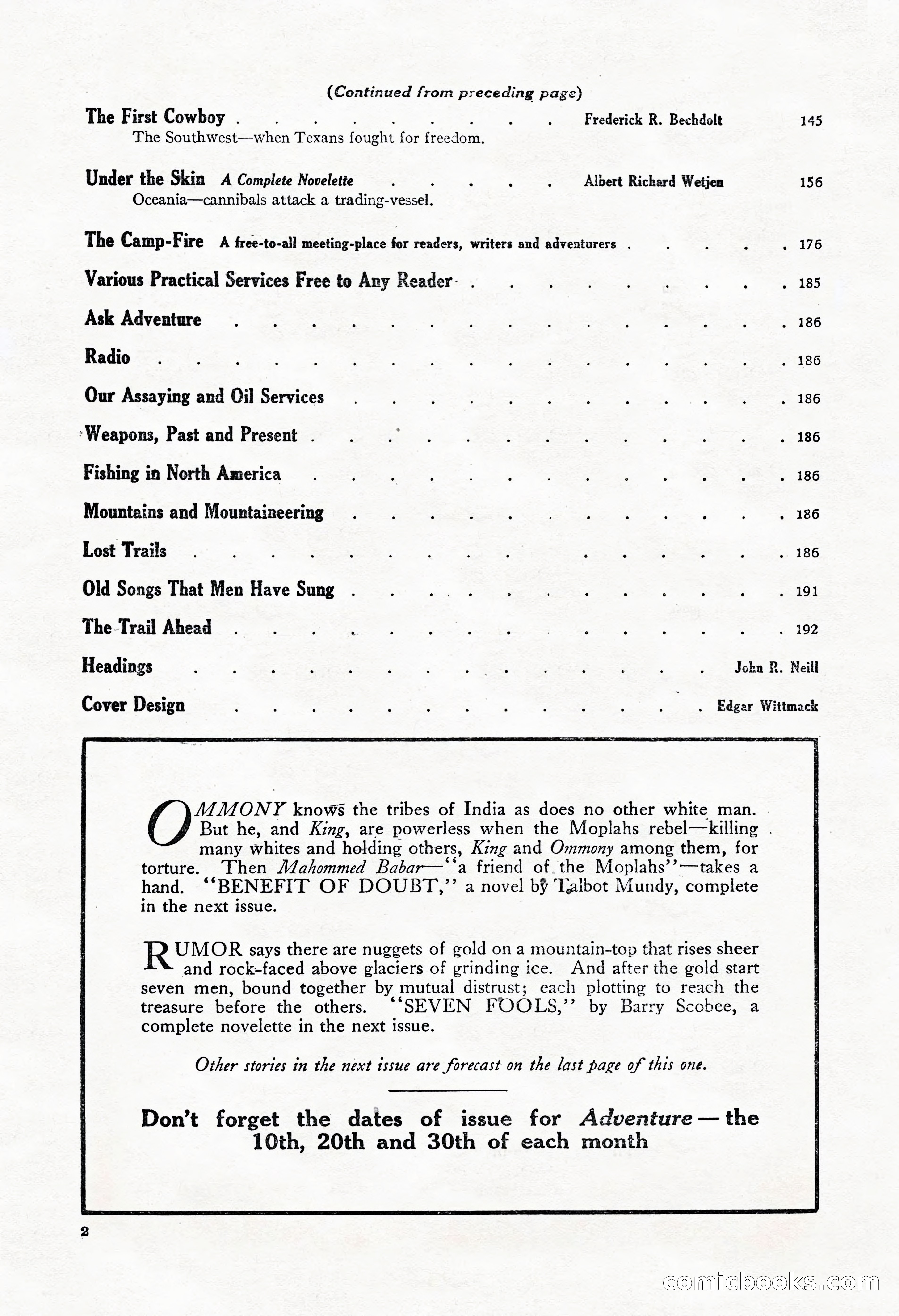 Adventure Magazine, November 30, 1922 — page 12 of 204