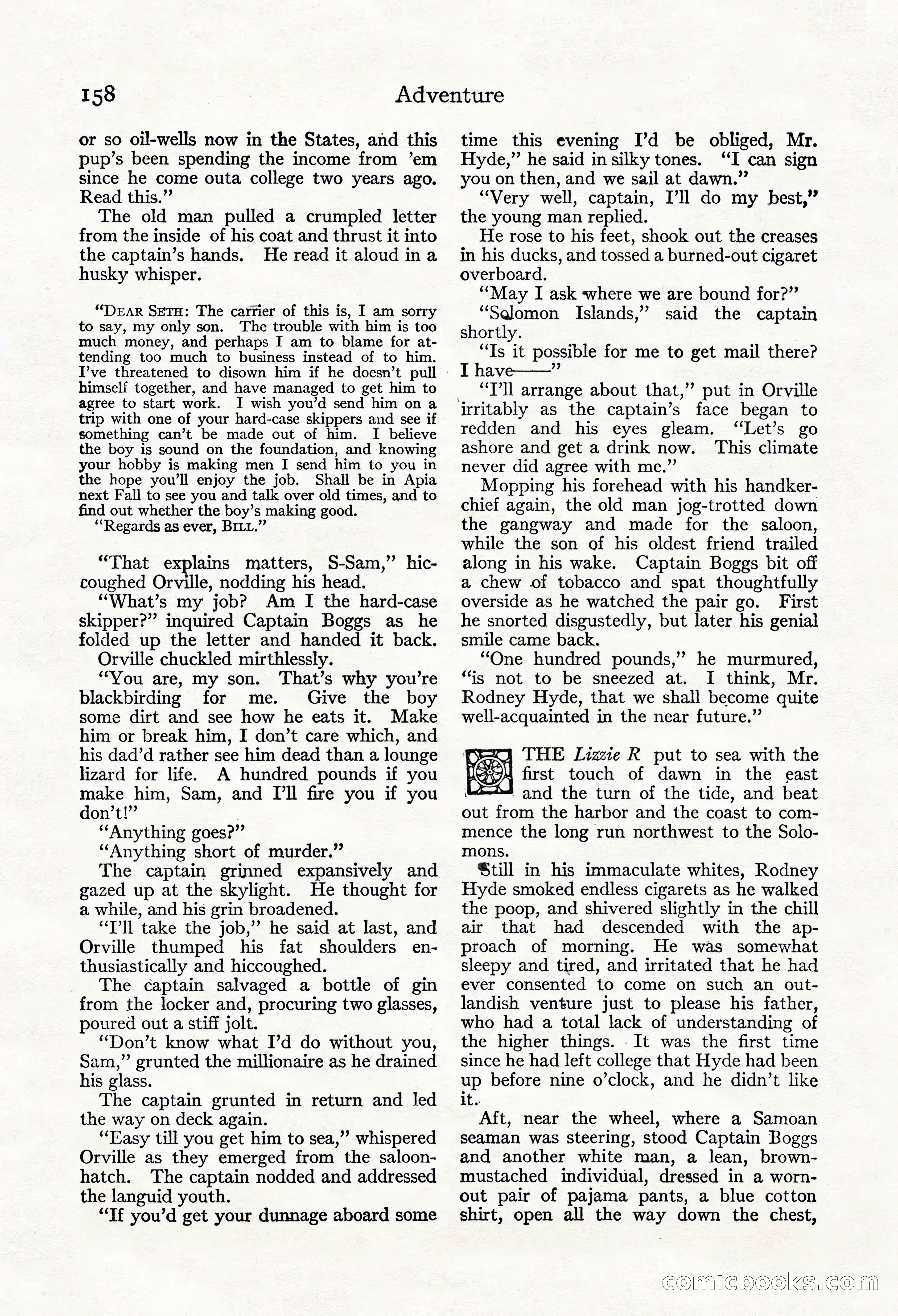 Adventure Magazine, November 30, 1922 — page 168 of 204