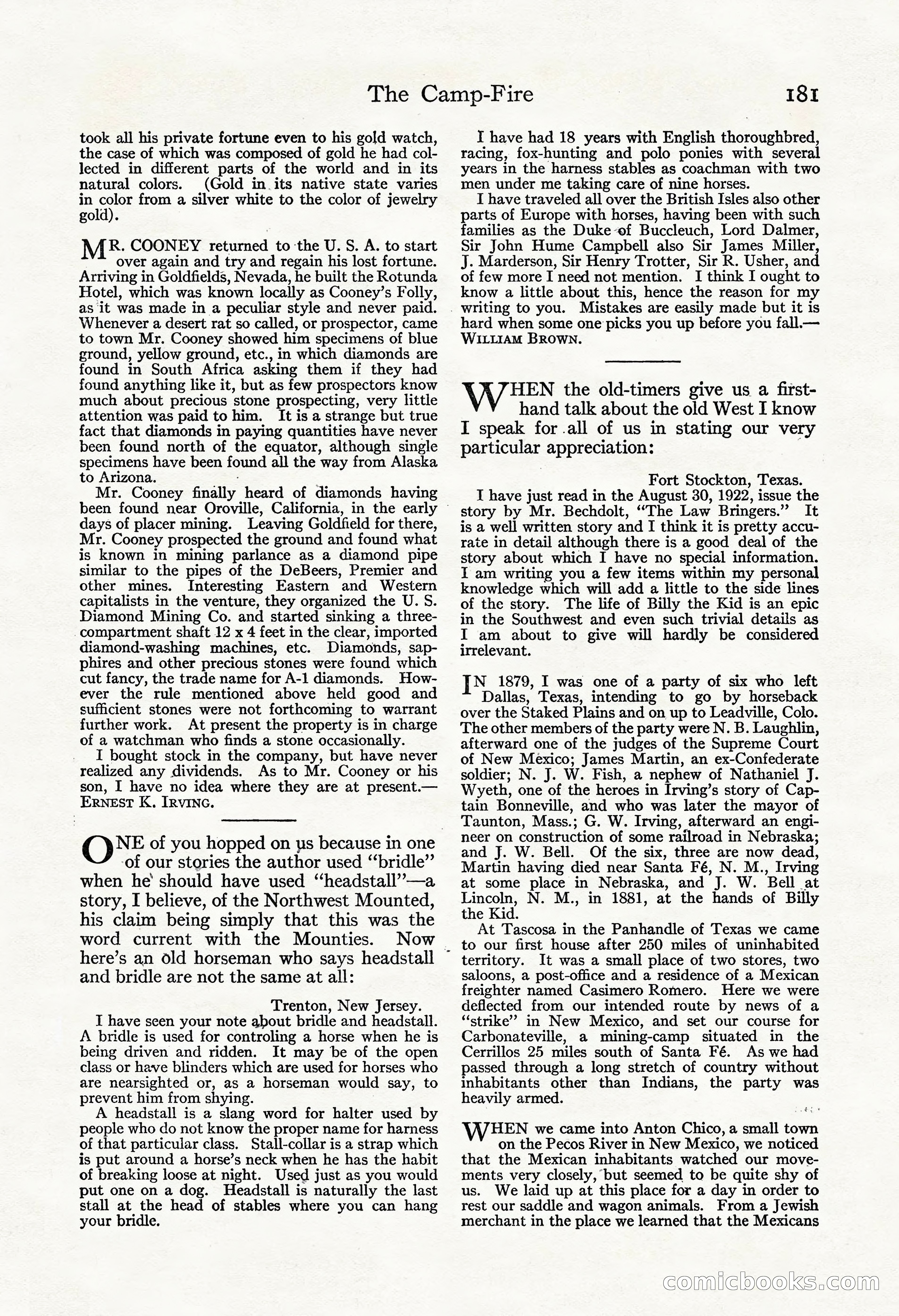 Adventure Magazine, November 30, 1922 — page 191 of 204