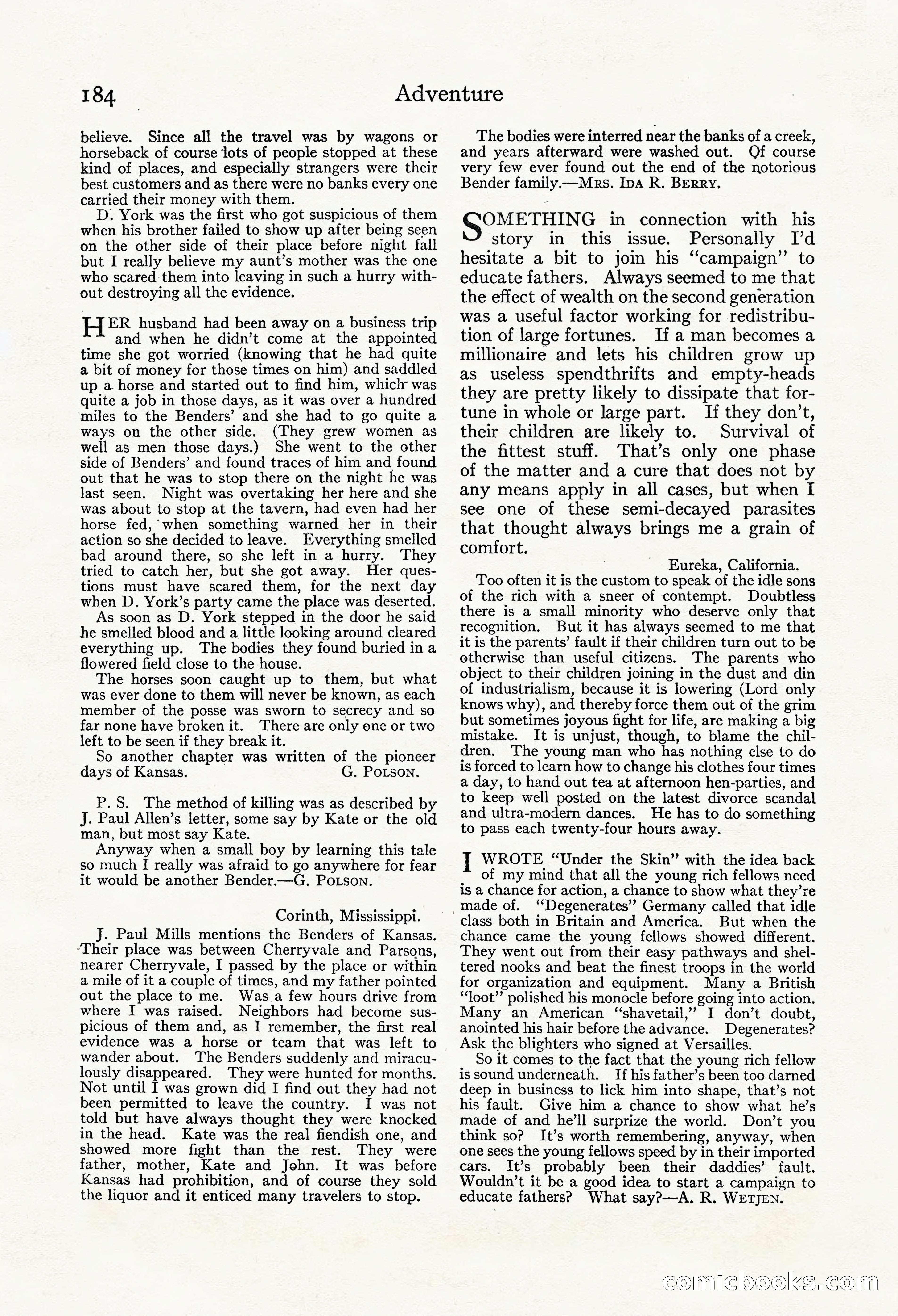 Adventure Magazine, November 30, 1922 — page 194 of 204