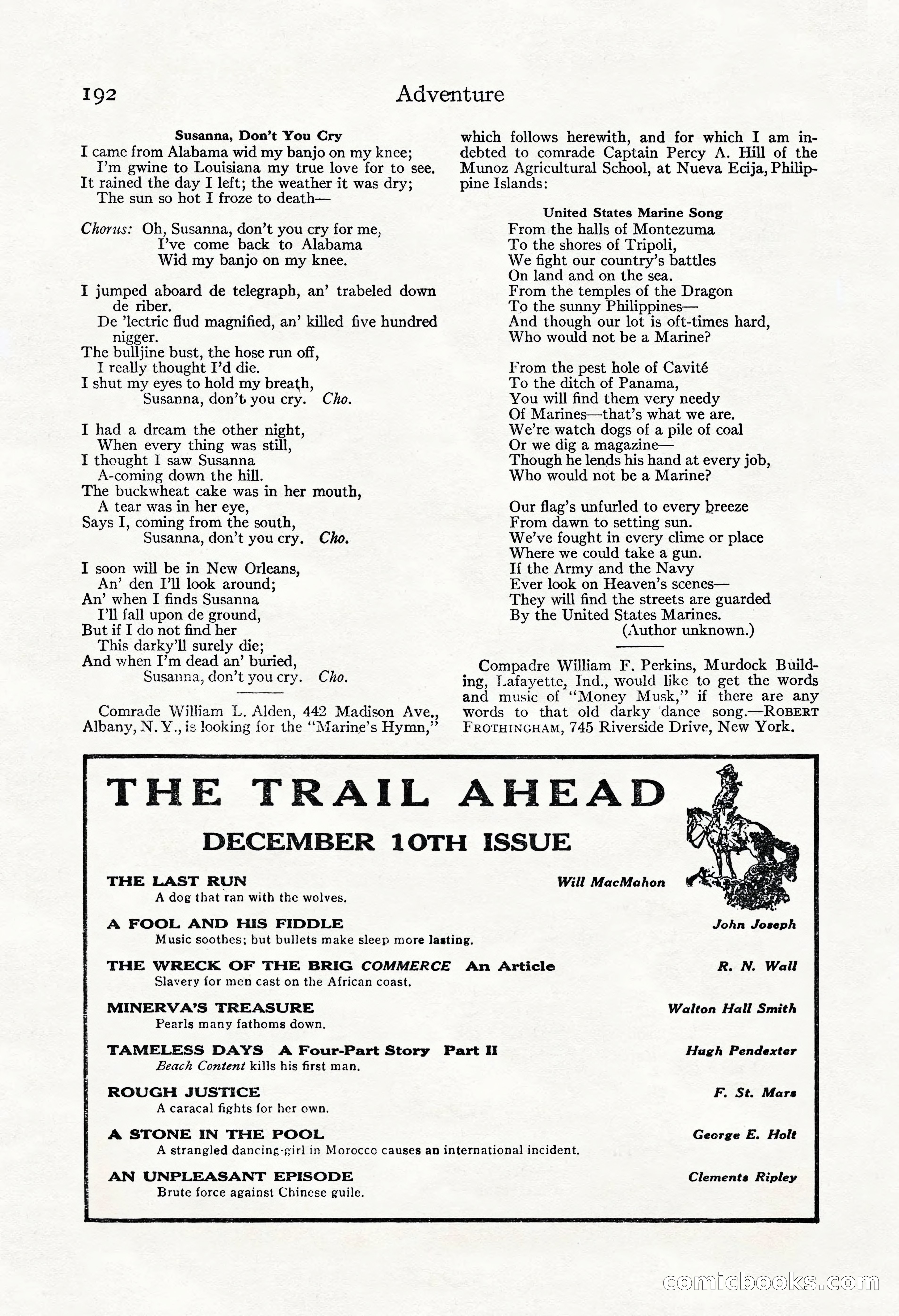 Adventure Magazine, November 30, 1922 — page 202 of 204