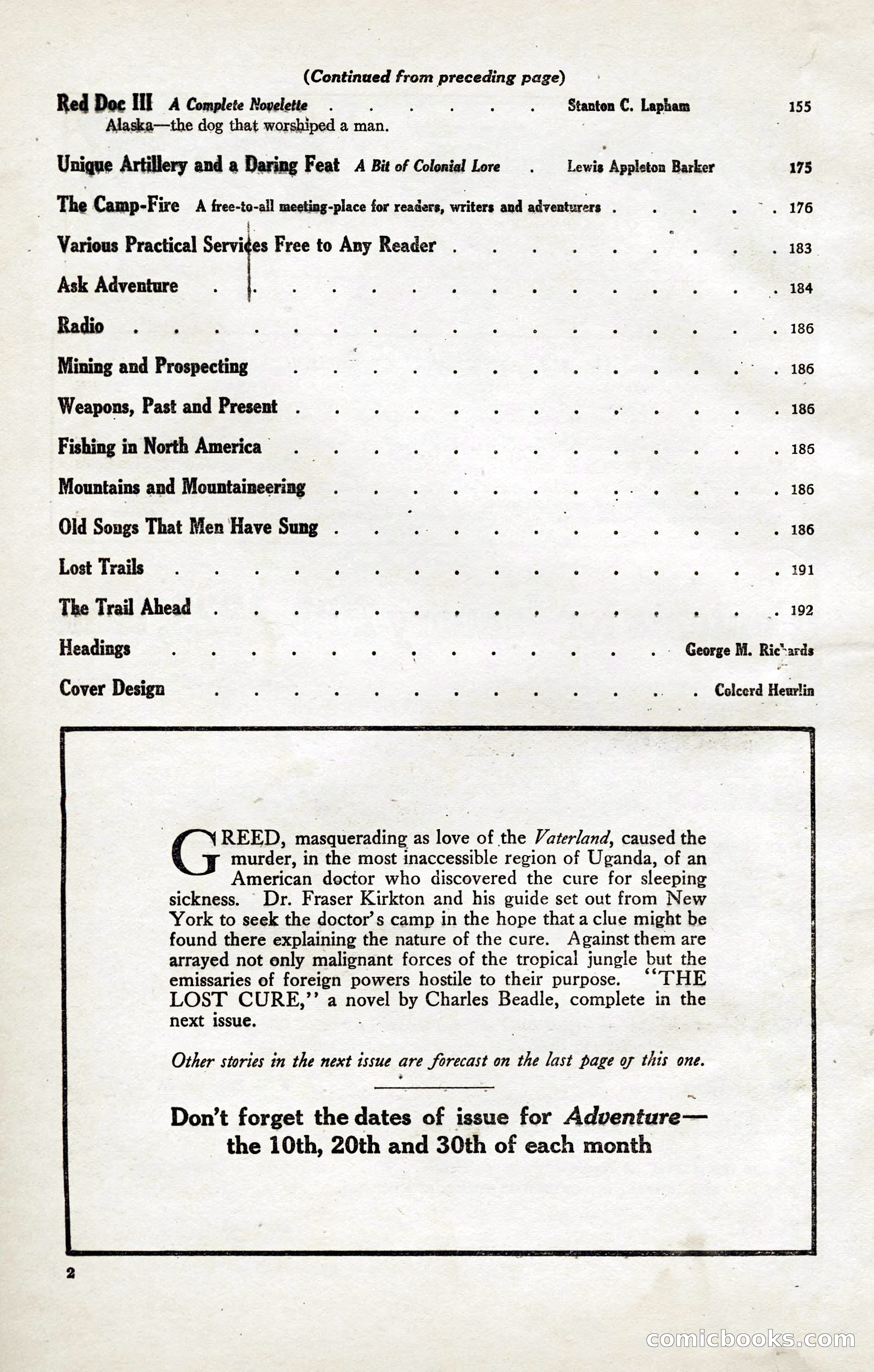 Adventure Magazine, January 20, 1923 — page 4 of 194