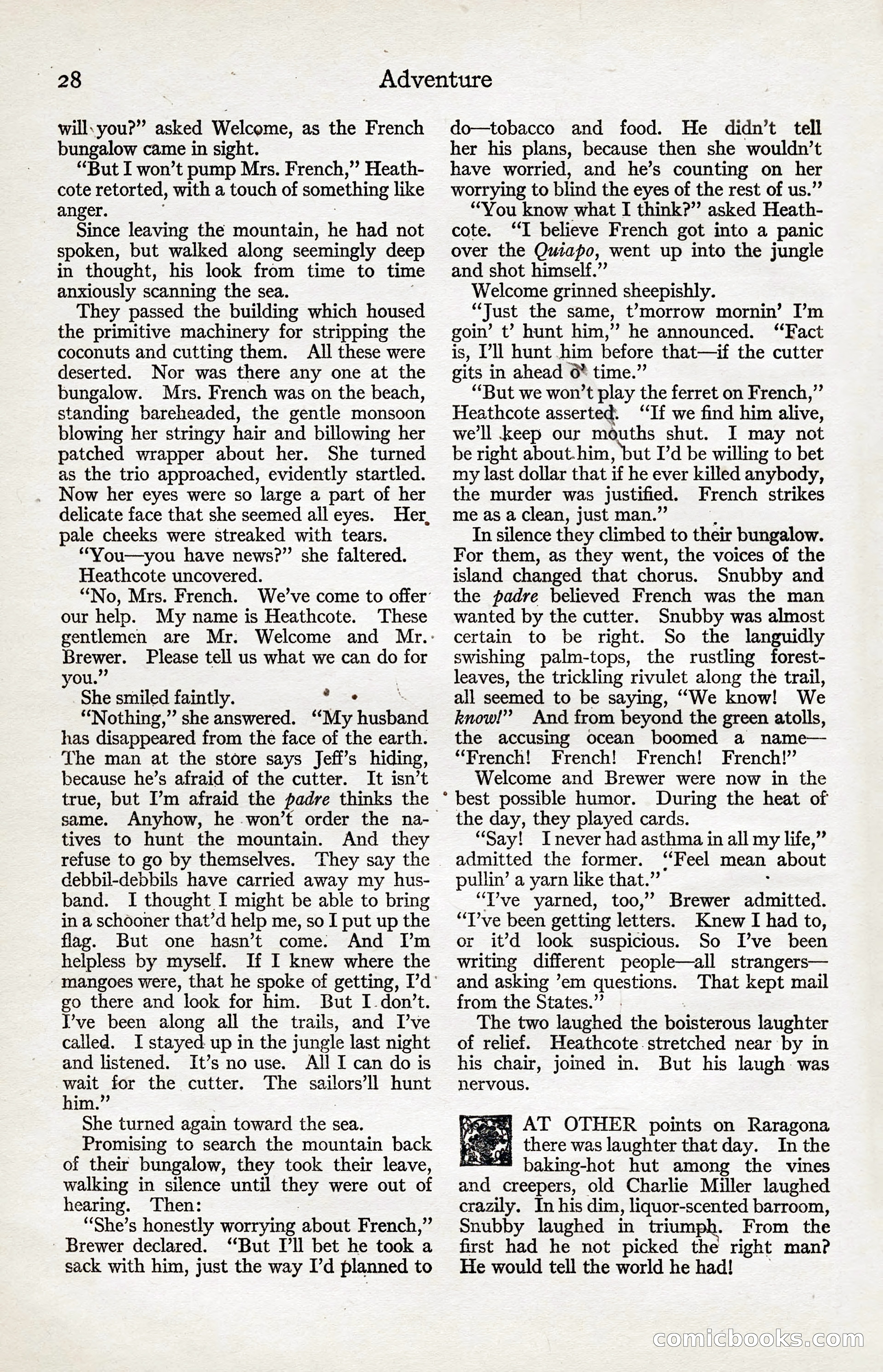 Adventure Magazine, January 20, 1923 — page 30 of 194