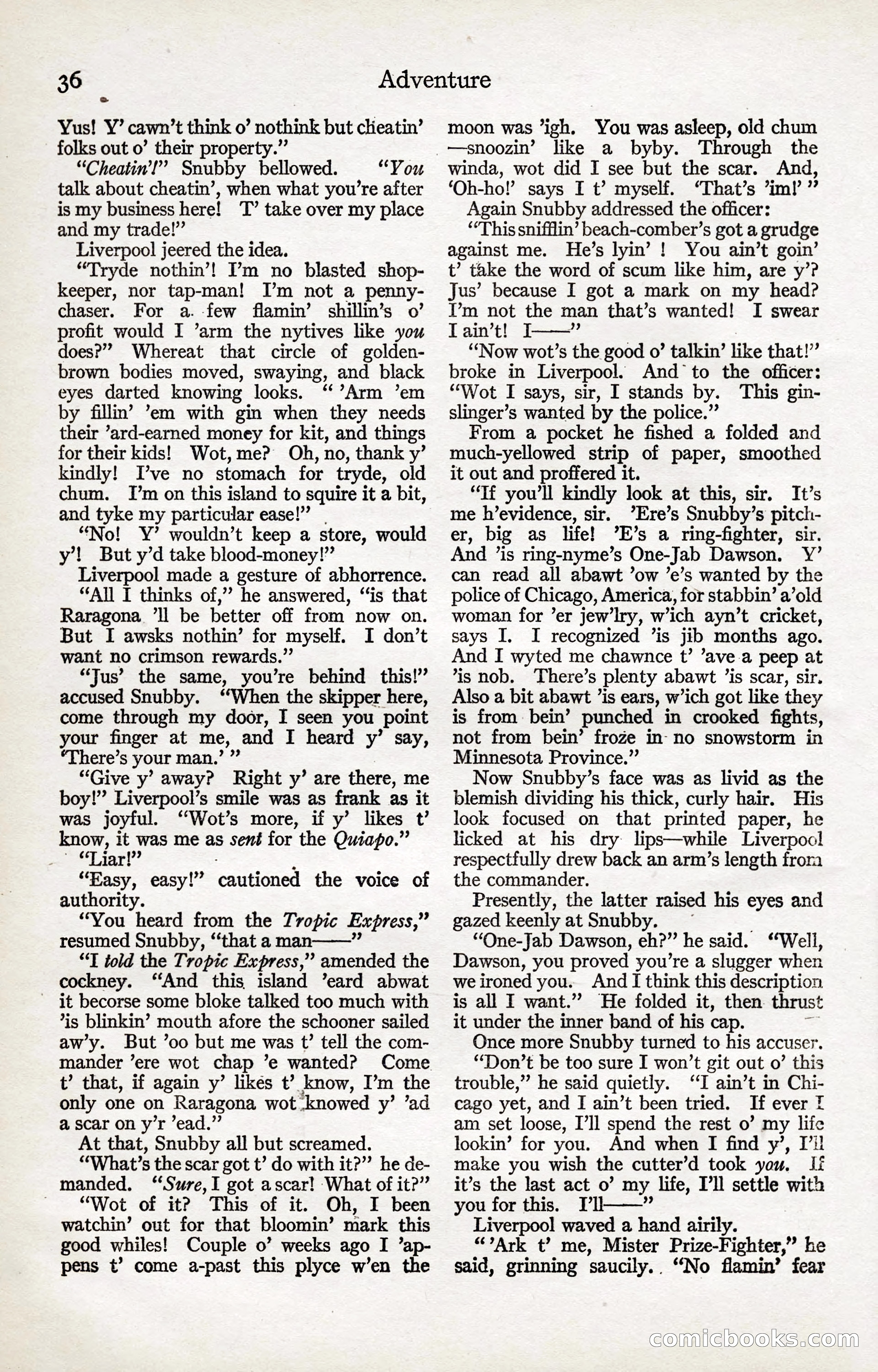 Adventure Magazine, January 20, 1923 — page 38 of 194