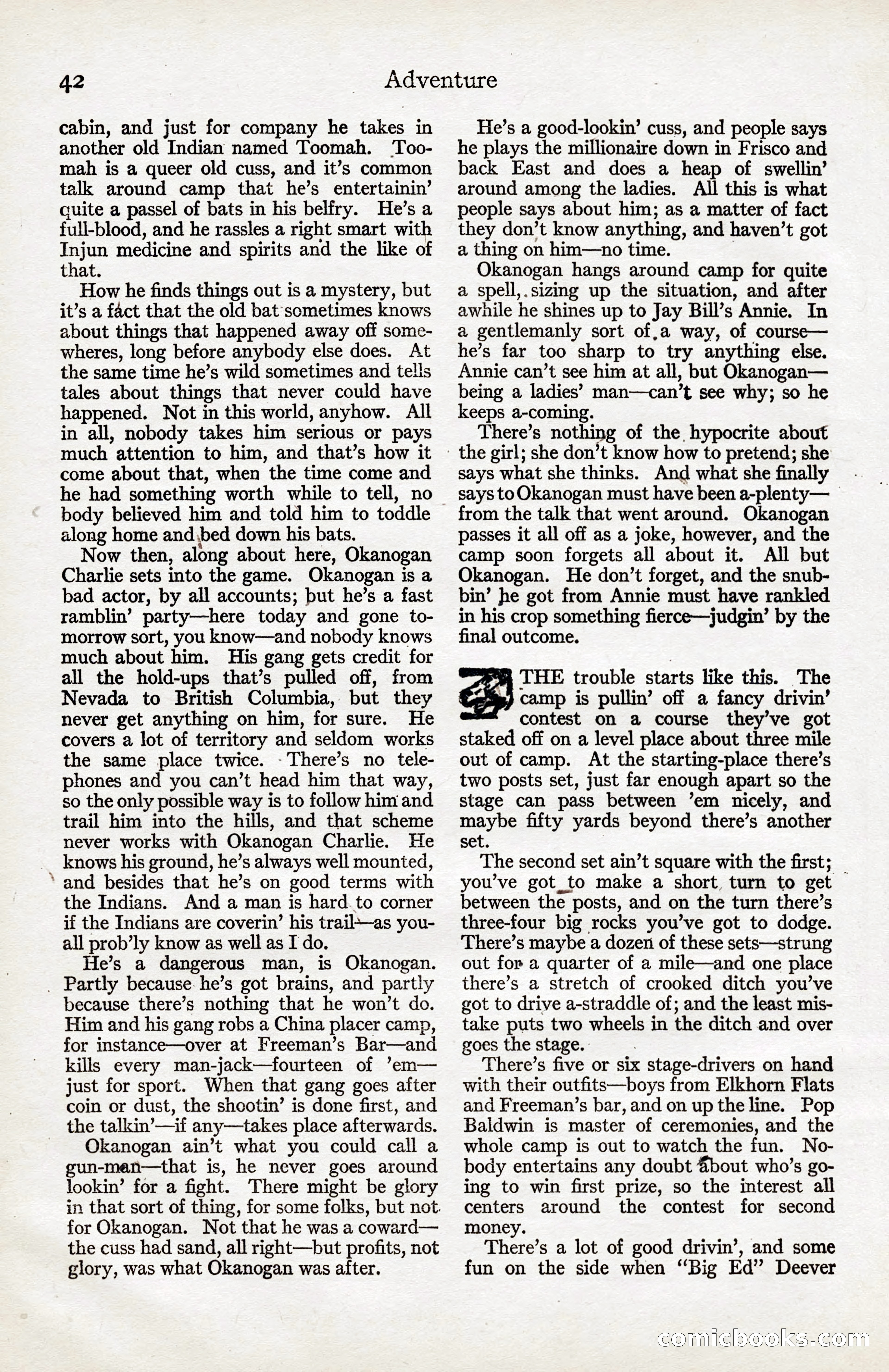 Adventure Magazine, January 20, 1923 — page 44 of 194