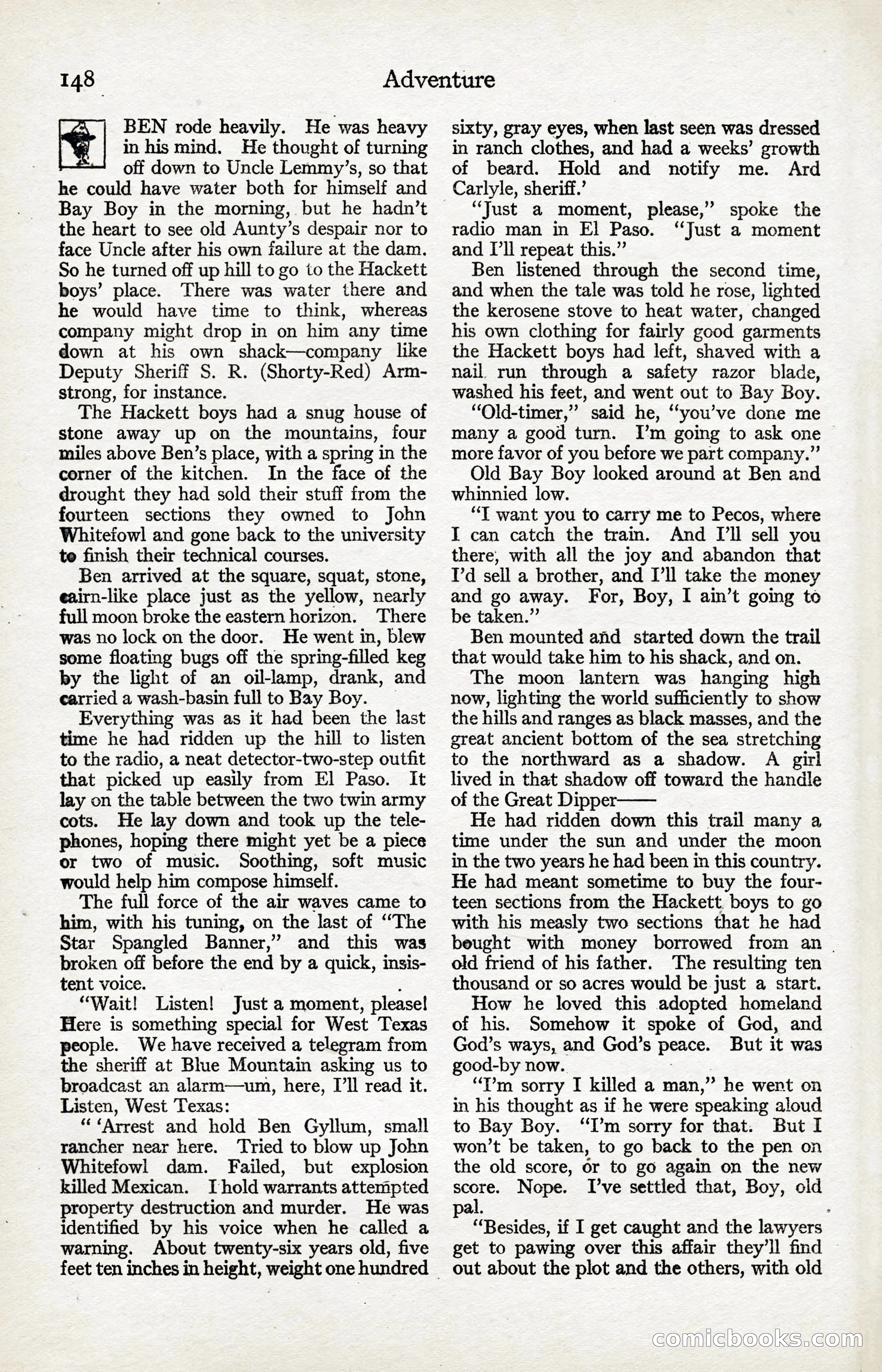 Adventure Magazine, January 20, 1923 — page 150 of 194