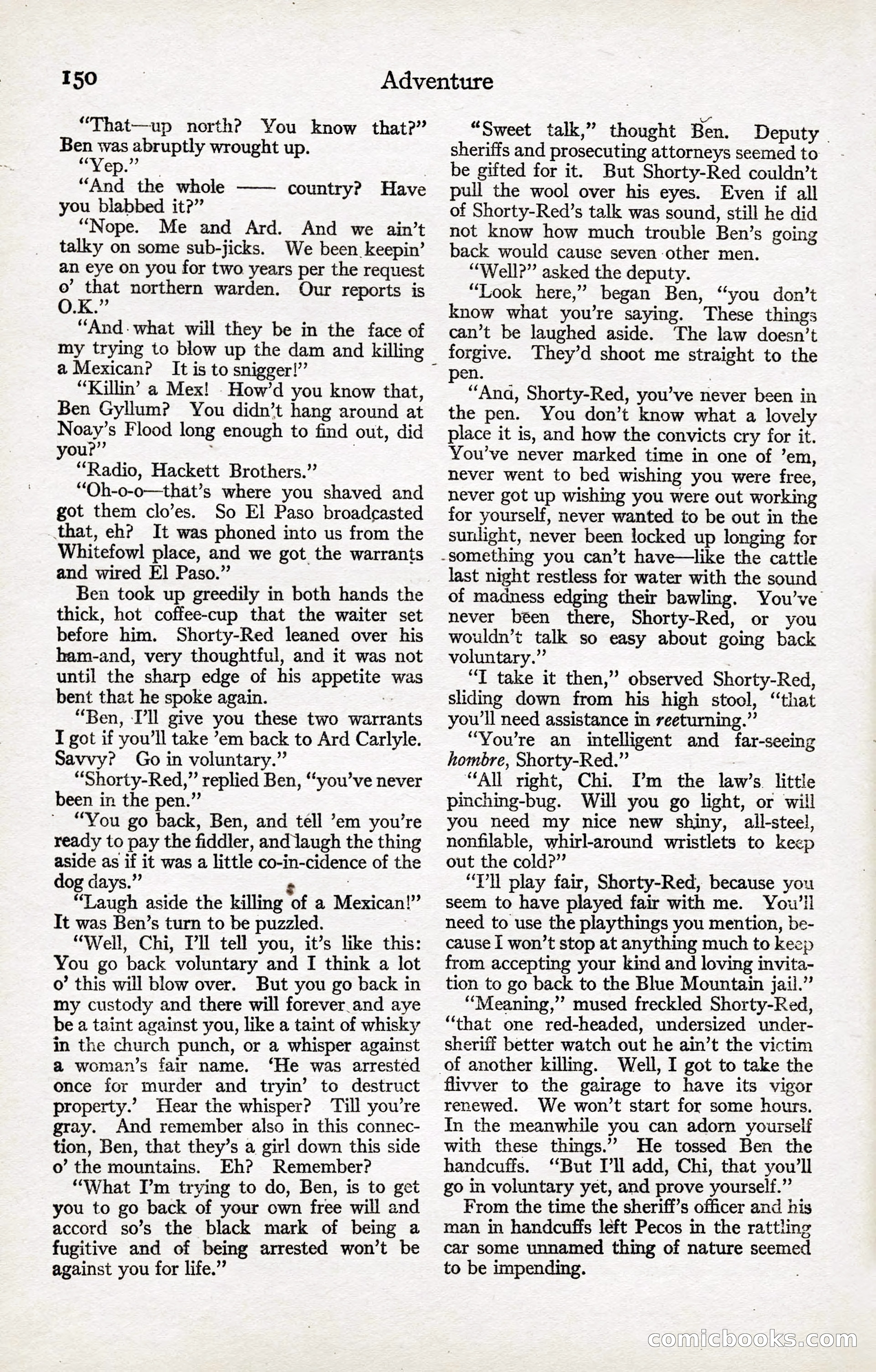 Adventure Magazine, January 20, 1923 — page 152 of 194