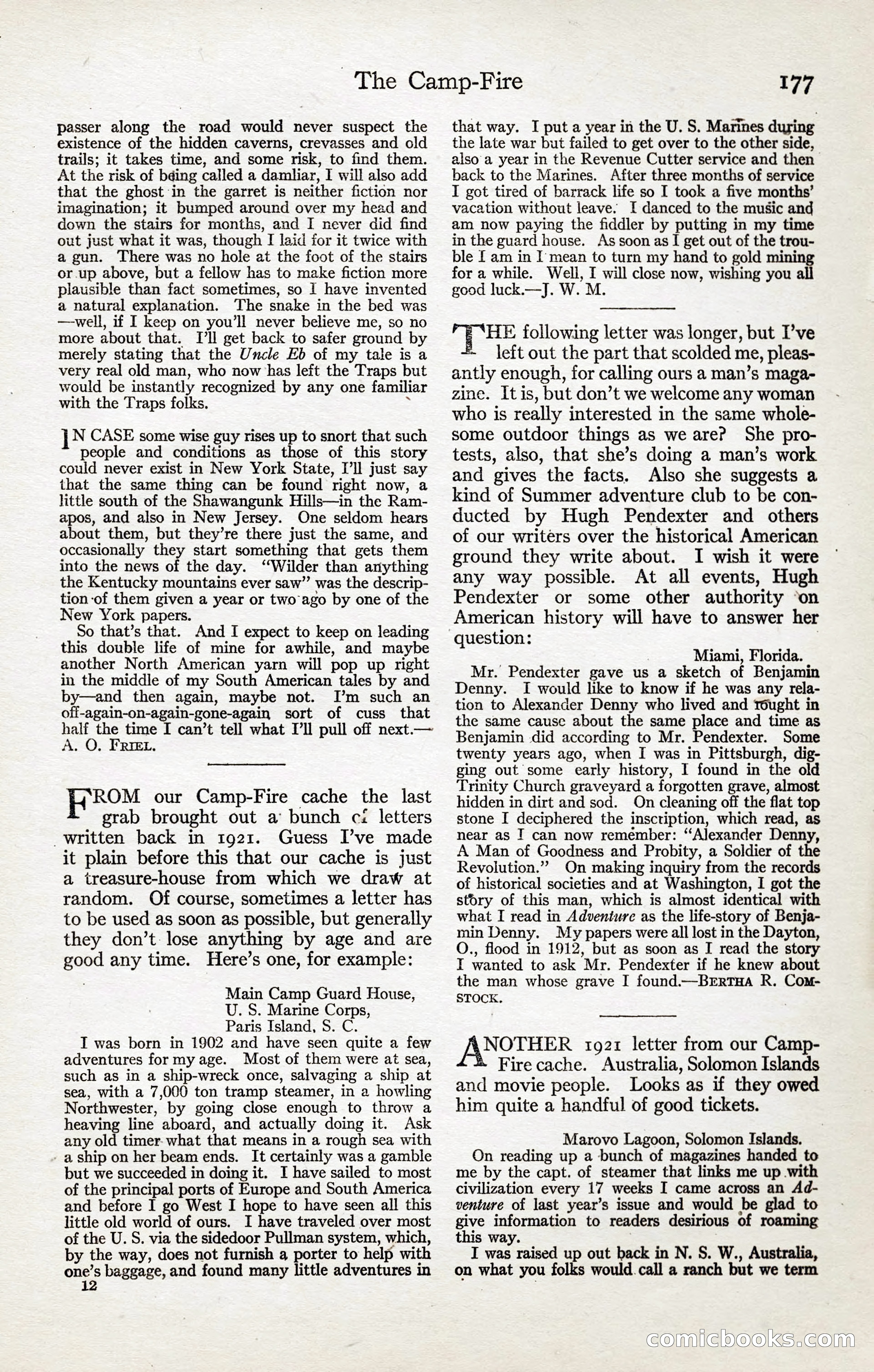 Adventure Magazine, January 20, 1923 — page 179 of 194