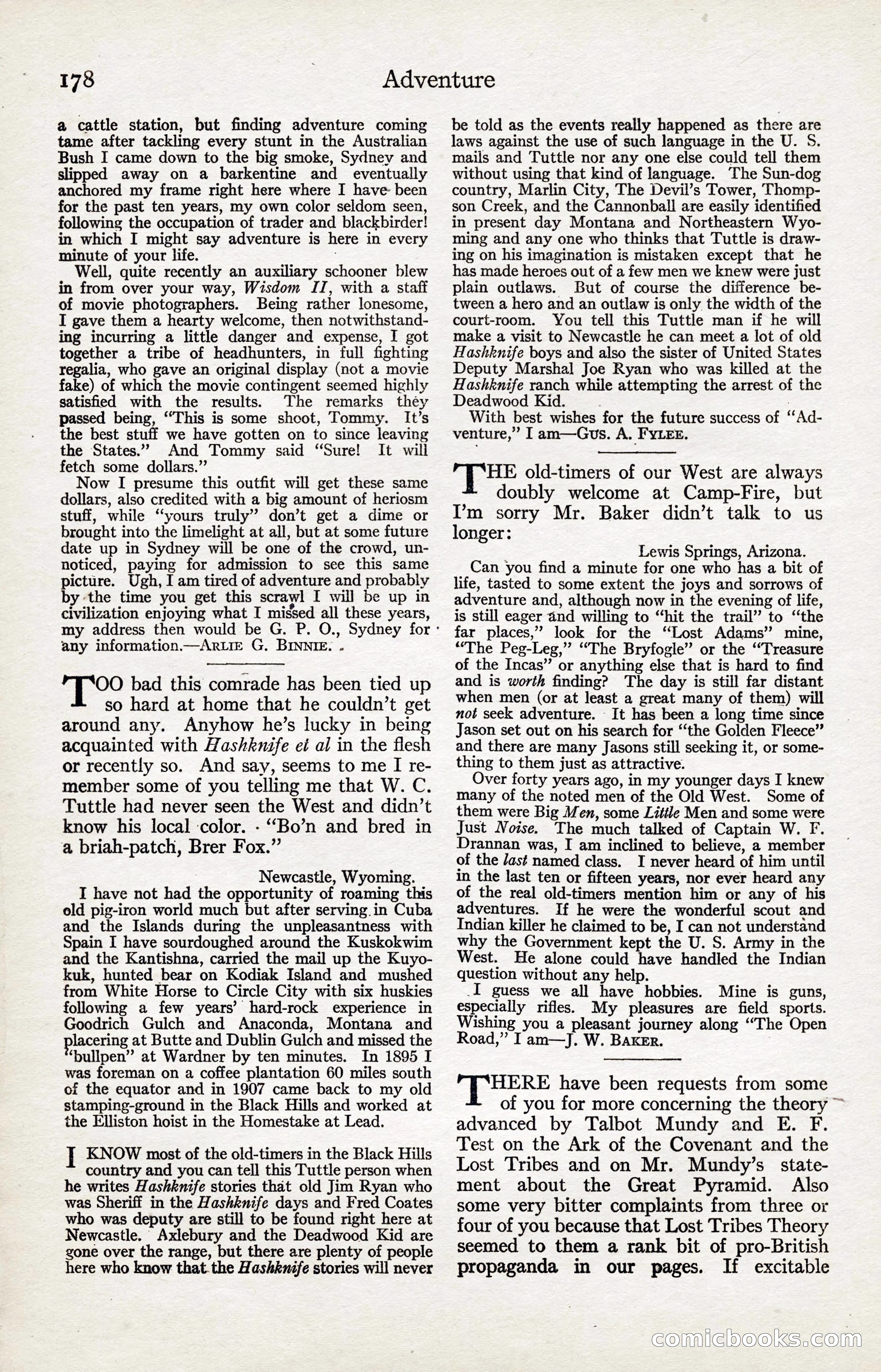Adventure Magazine, January 20, 1923 — page 180 of 194