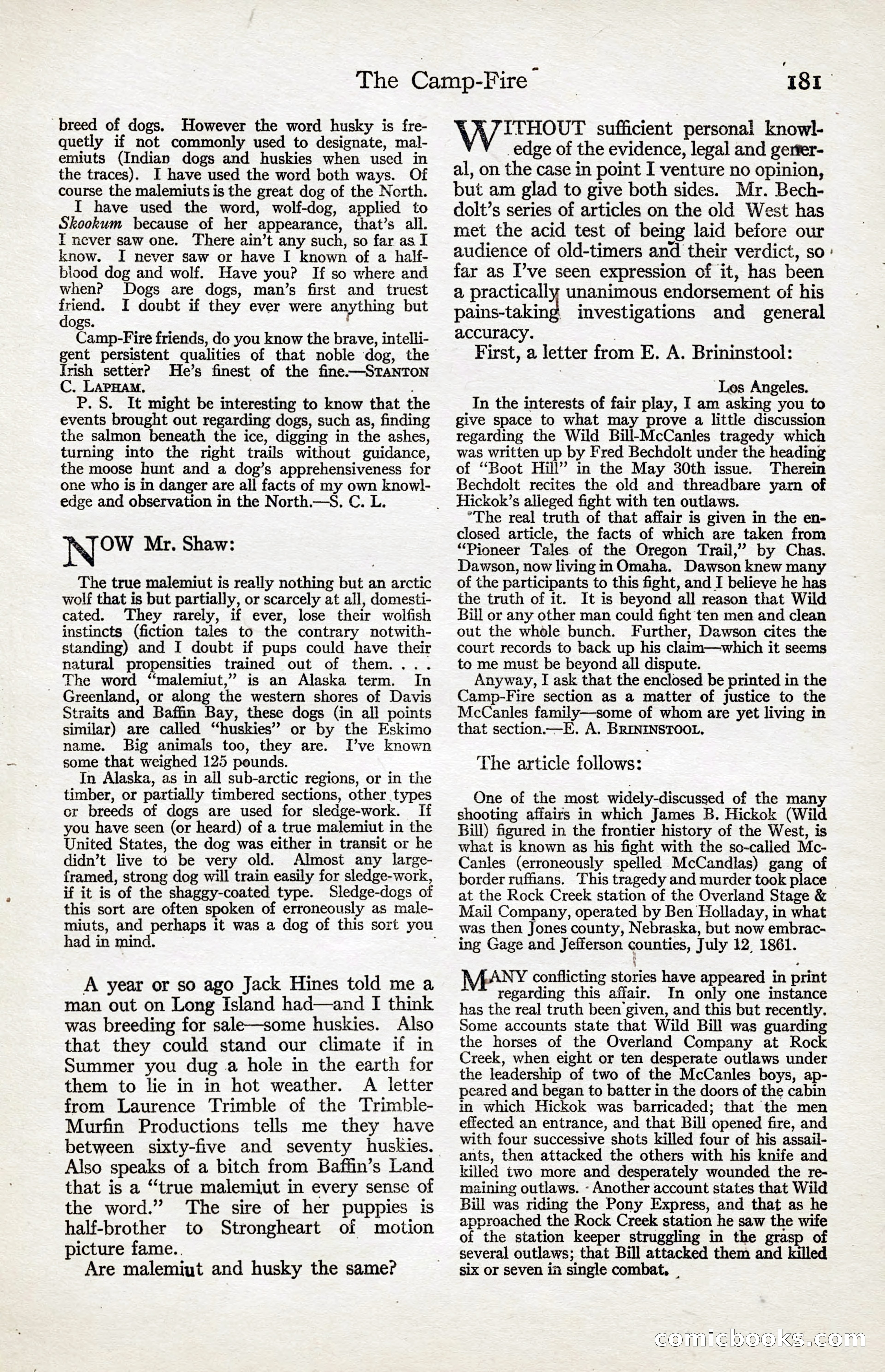 Adventure Magazine, January 20, 1923 — page 183 of 194