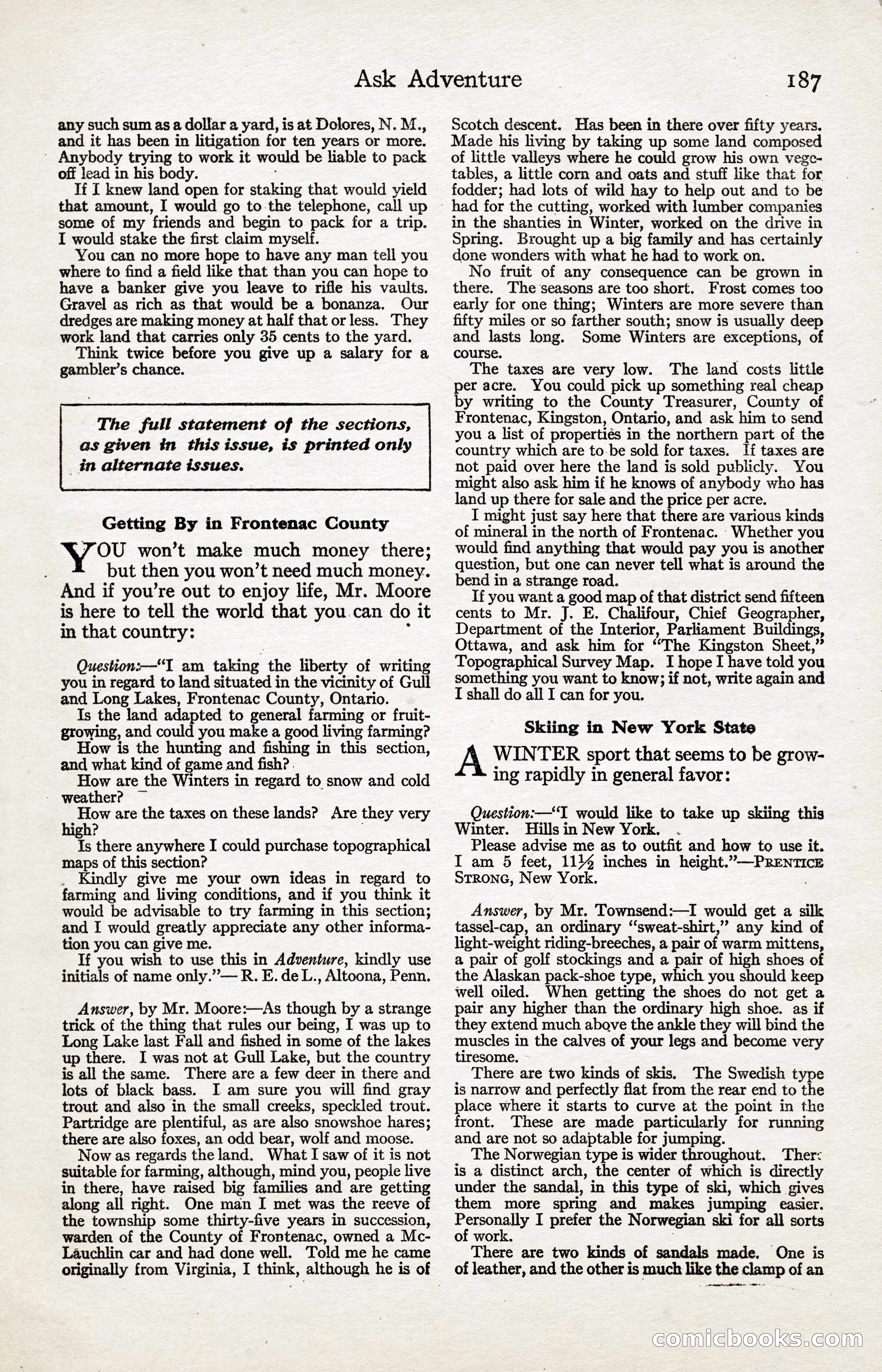 Adventure Magazine, January 20, 1923 — page 189 of 194