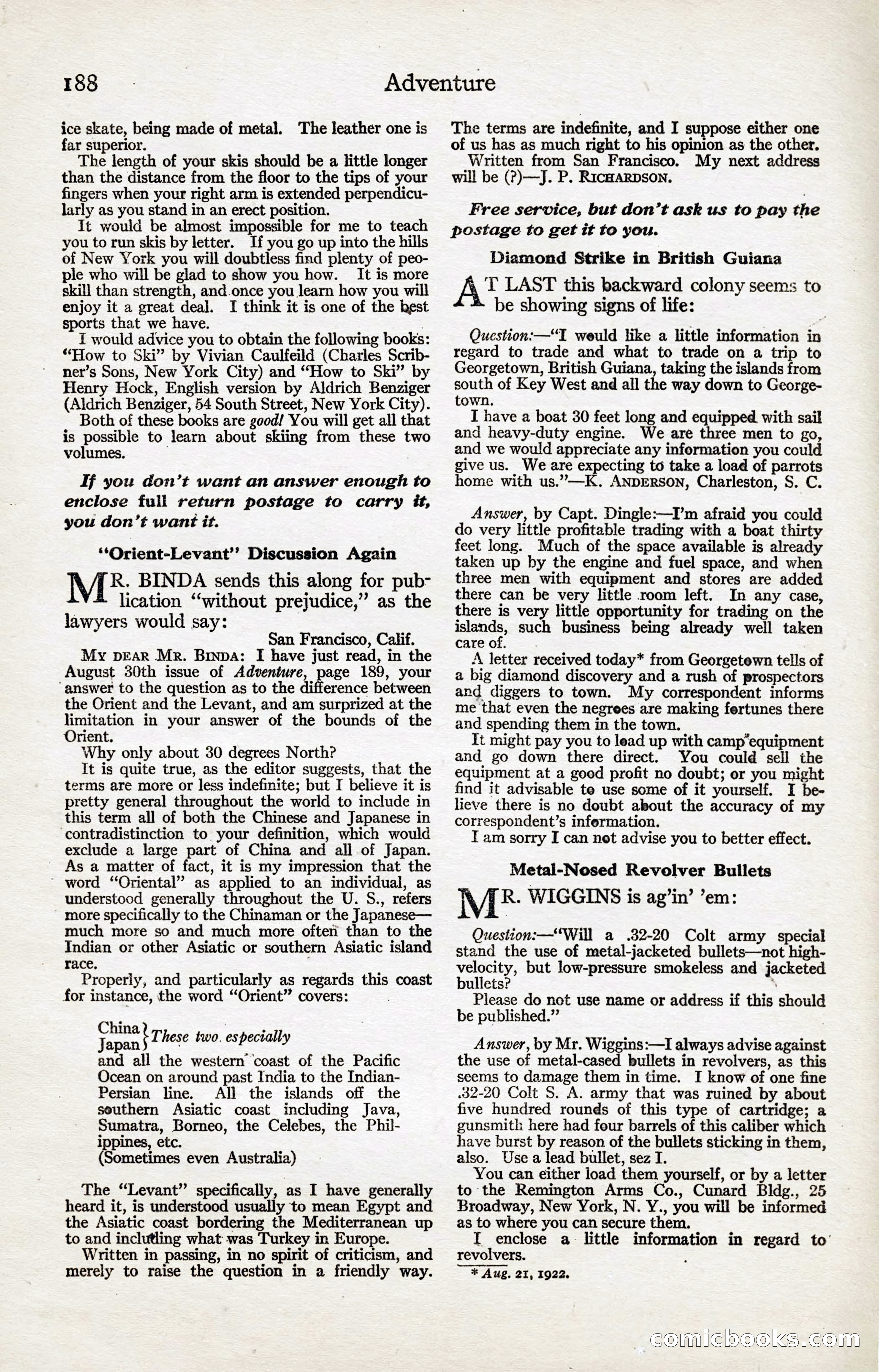 Adventure Magazine, January 20, 1923 — page 190 of 194