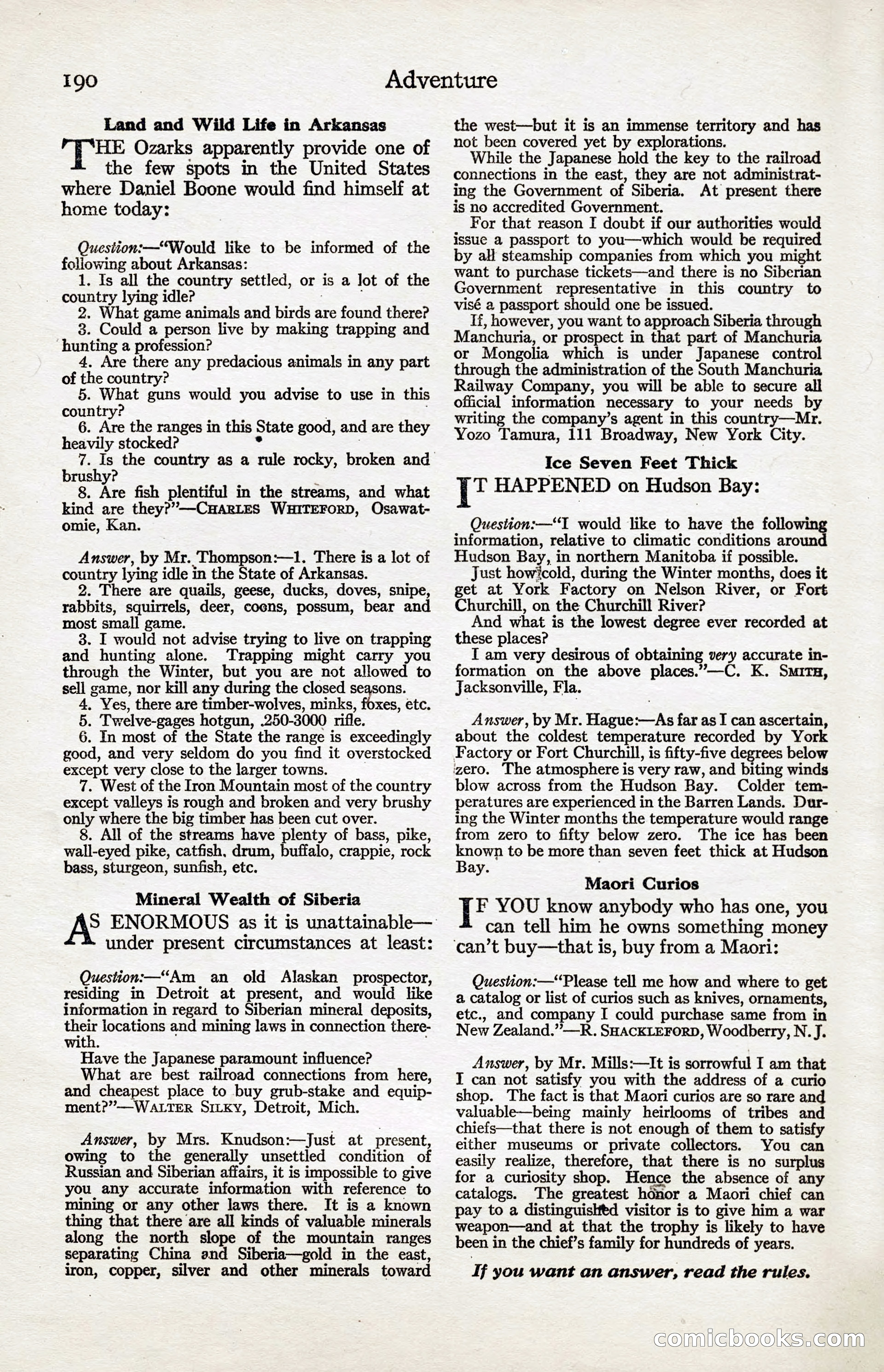 Adventure Magazine, January 20, 1923 — page 192 of 194