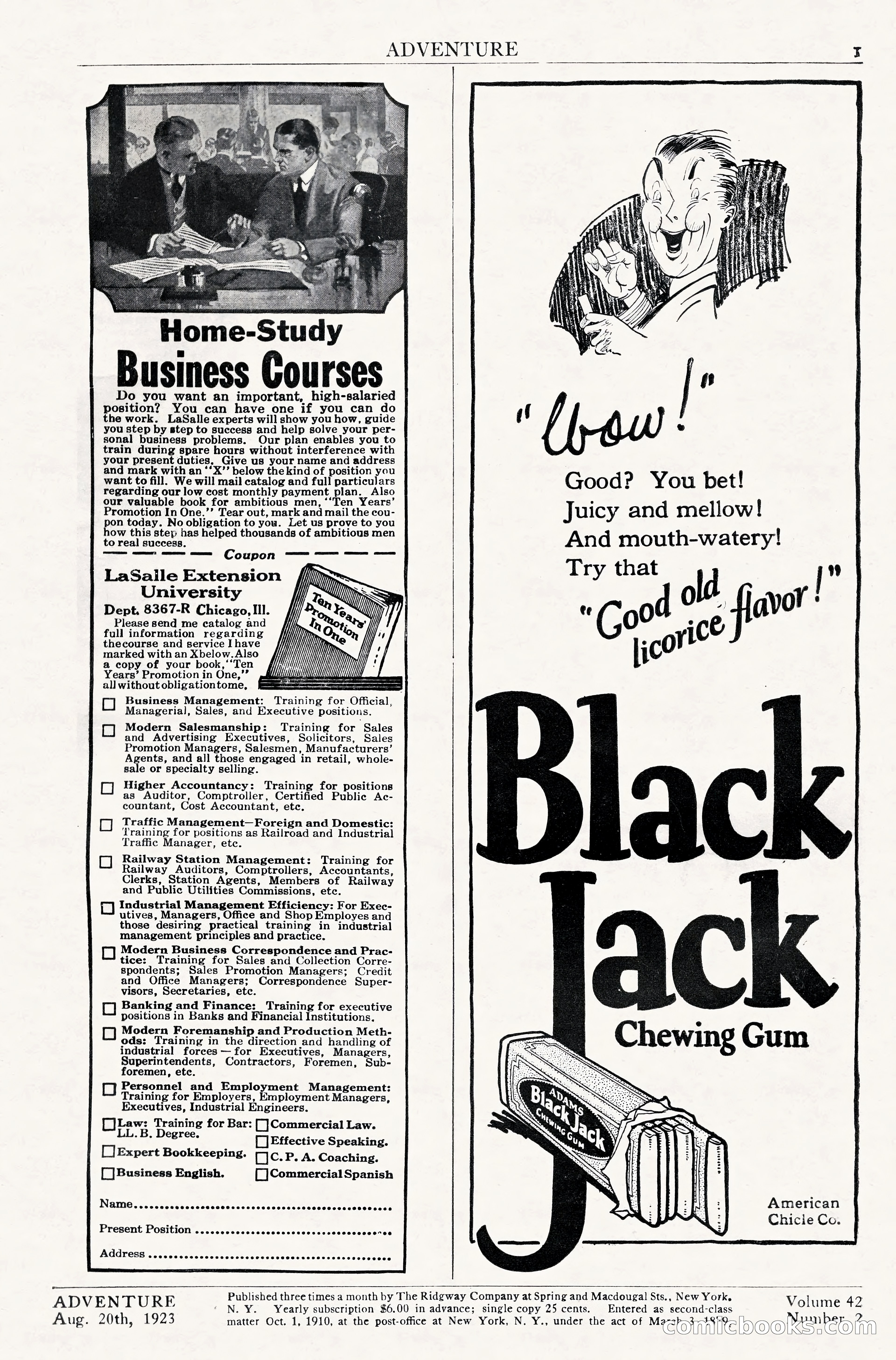 Adventure Magazine, August 20, 1923 — page 3 of 200