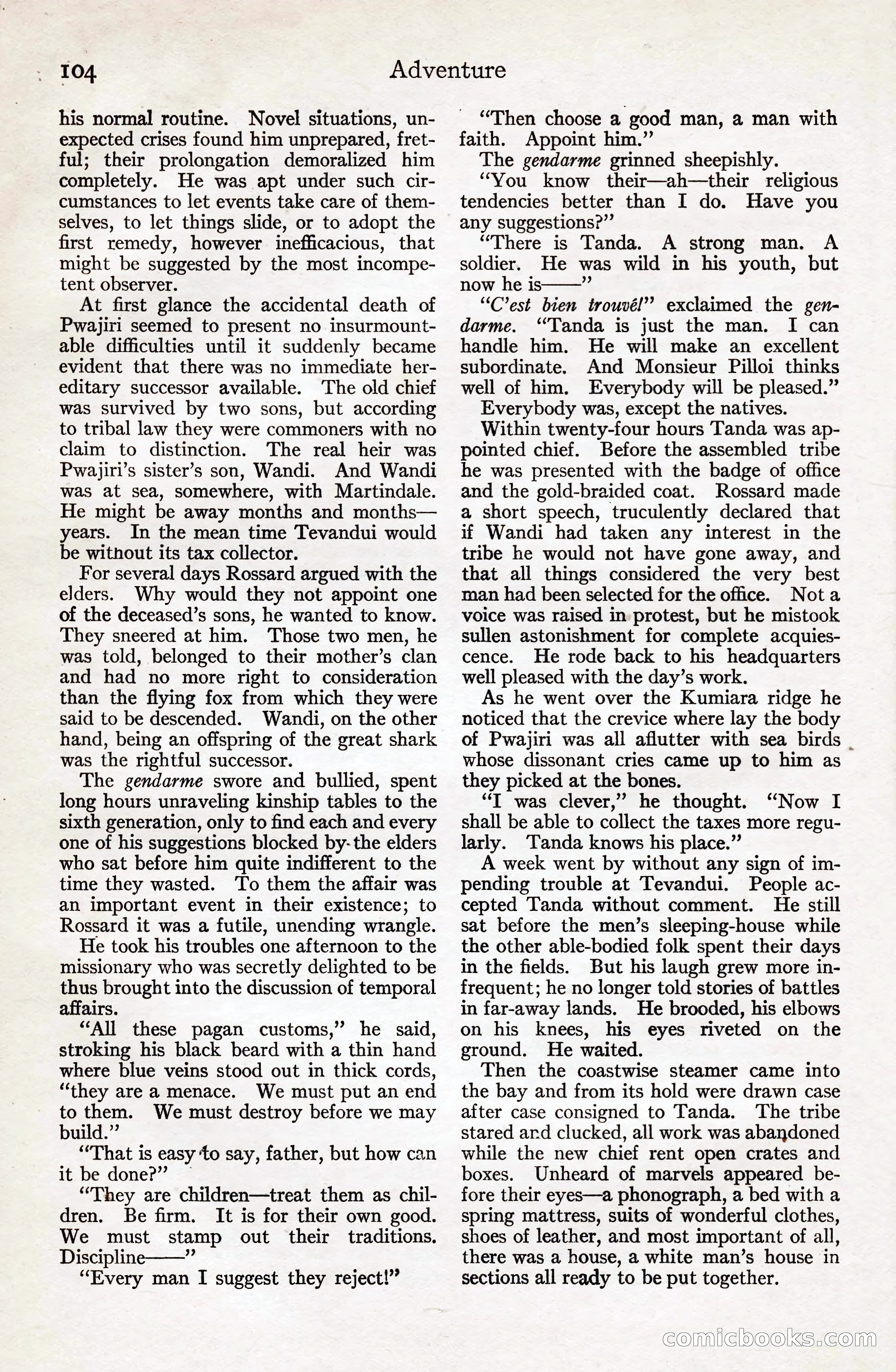 Adventure Magazine, August 20, 1923 — page 110 of 200