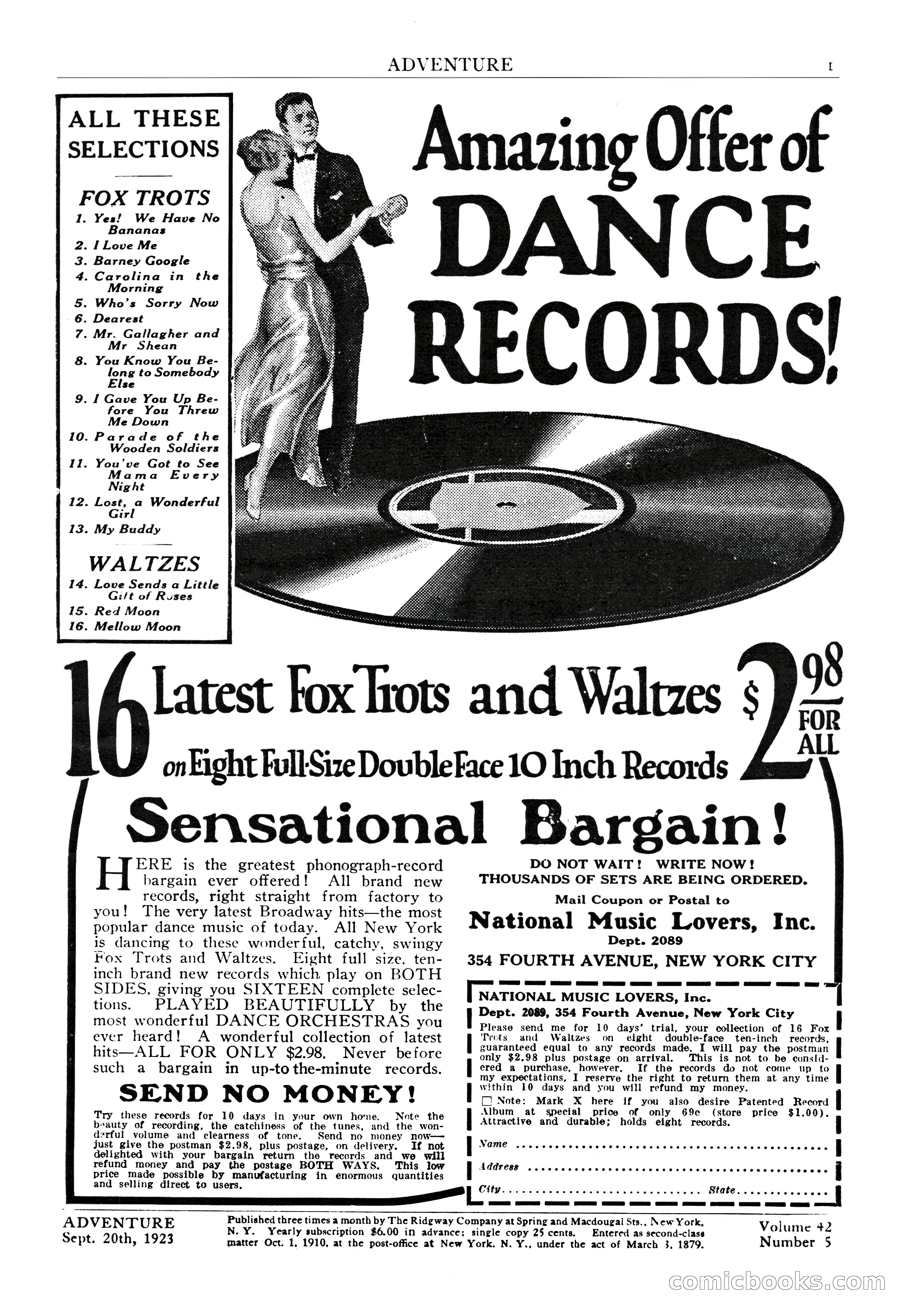 Adventure Magazine, September 20, 1923 — page 3 of 208