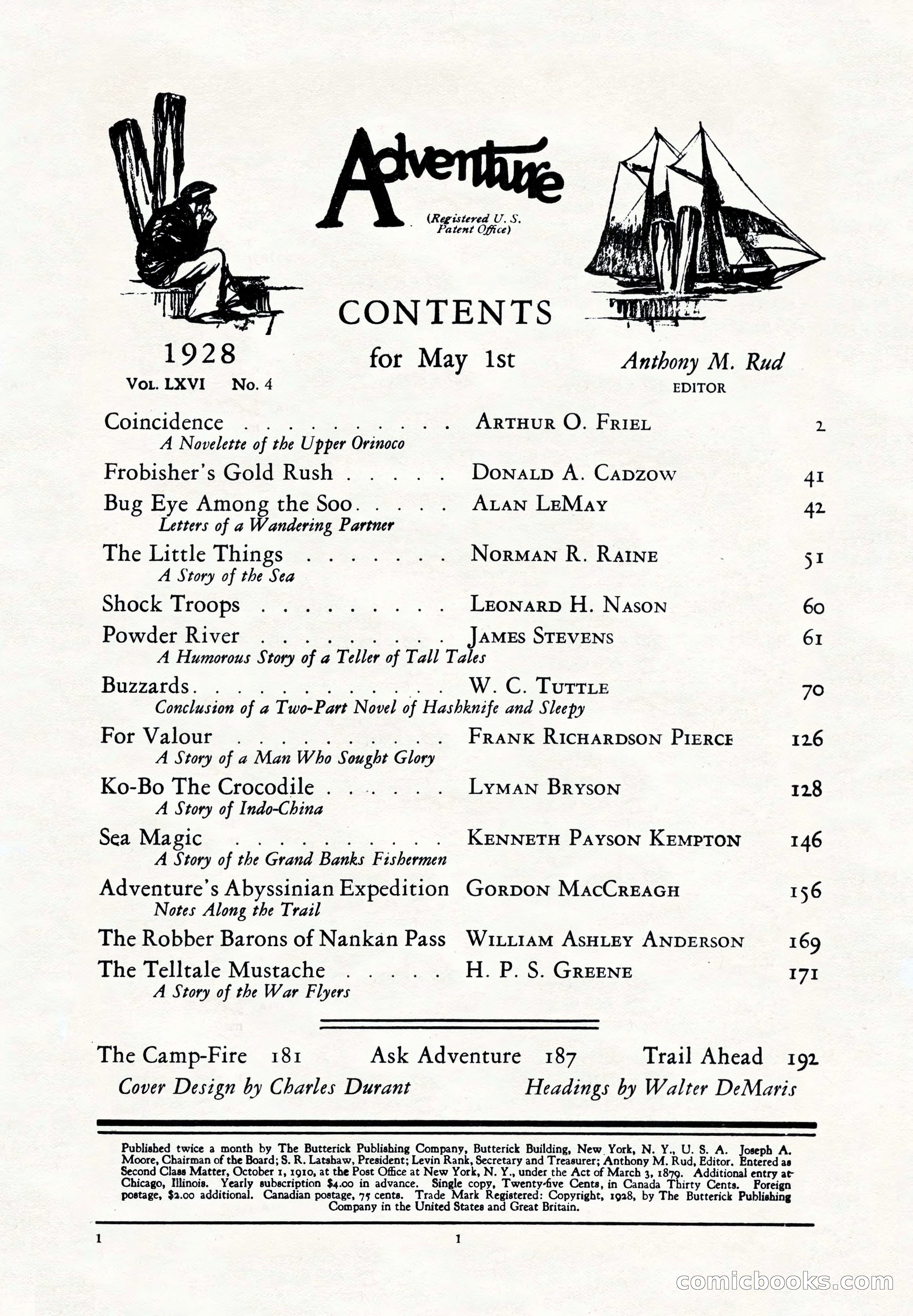 Adventure Magazine, May 1, 1928 — page 13 of 206