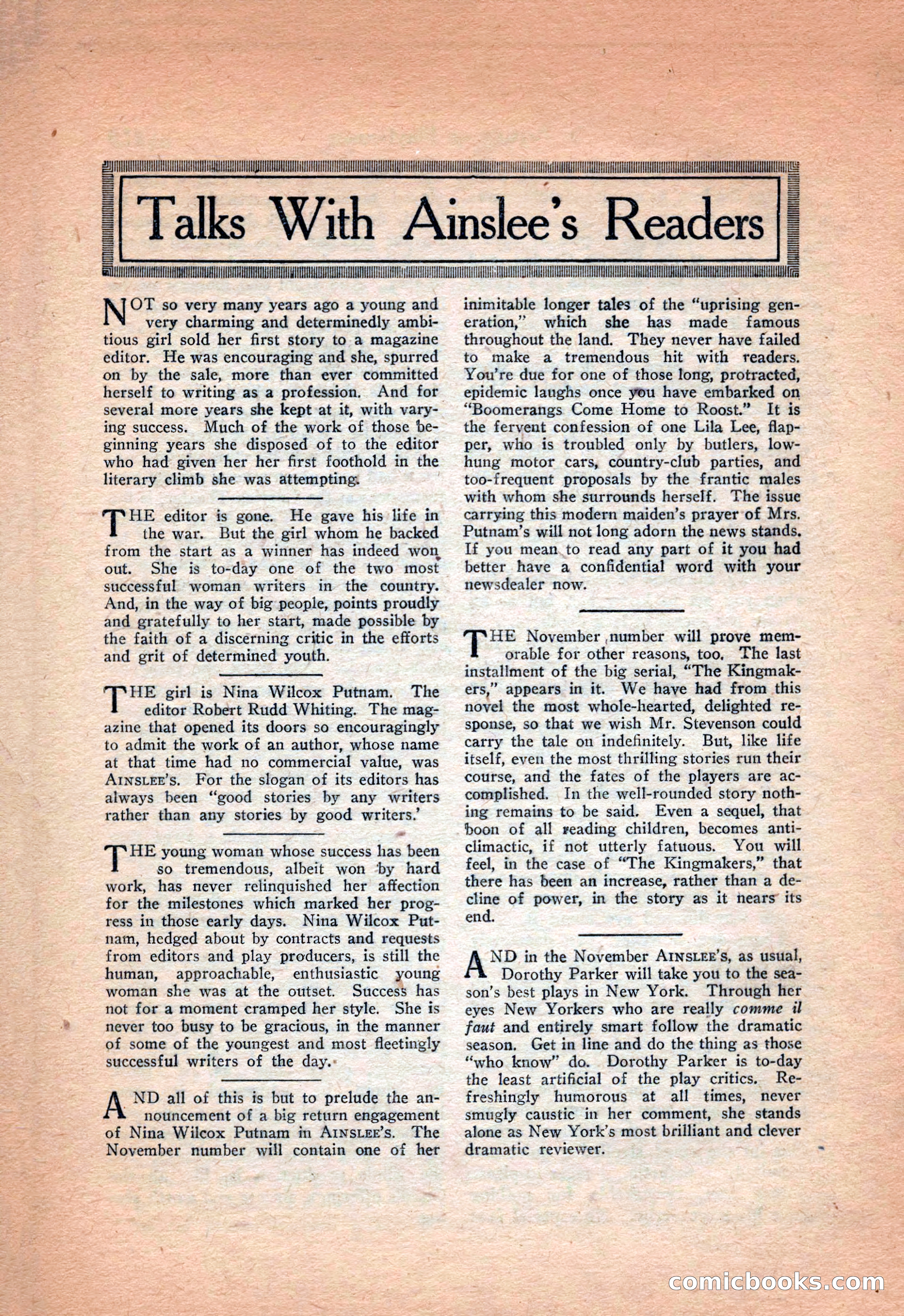 Ainslee's Magazine Cover — page 168 of 178