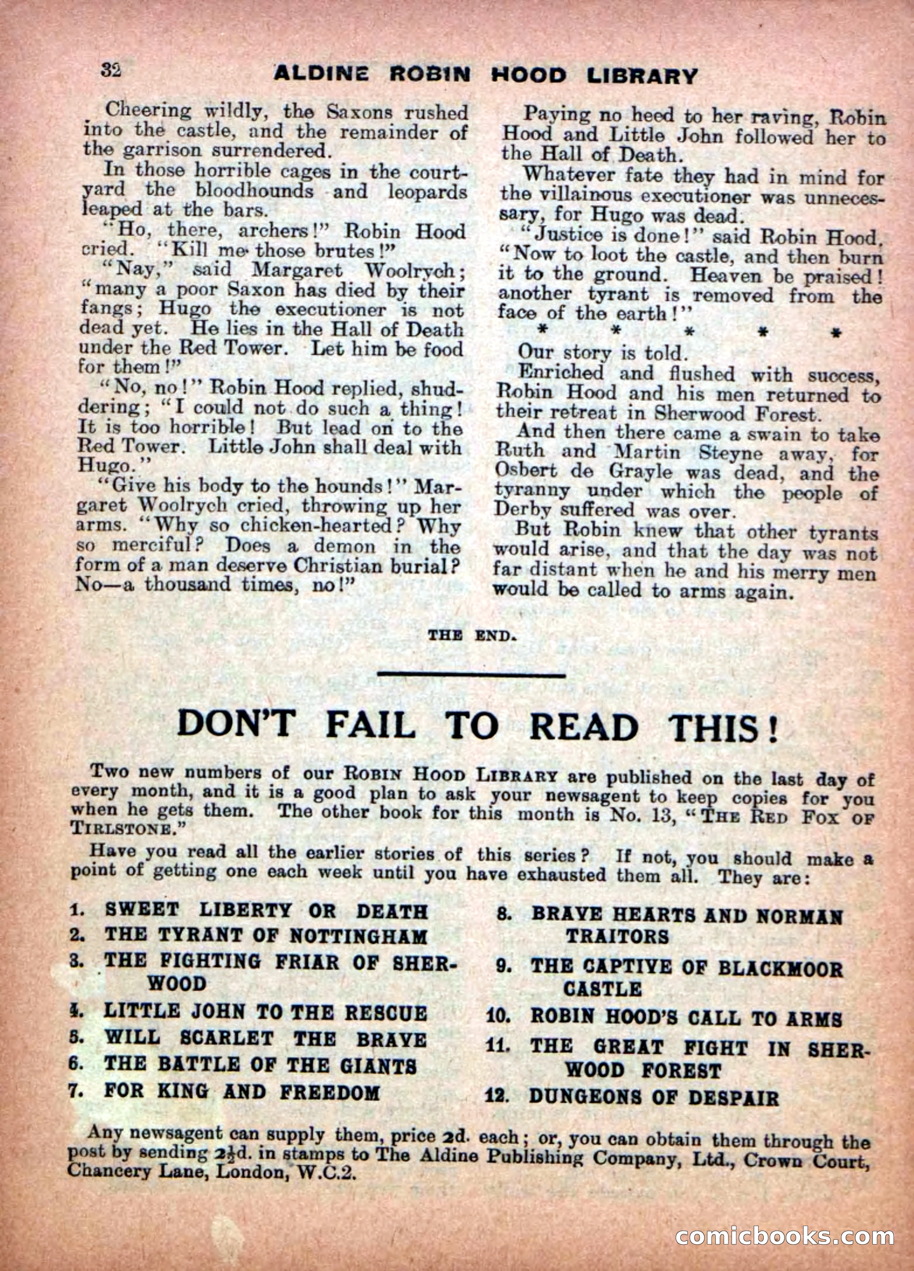 Aldine Robin Hood Library No. 14 — page 32 of 34