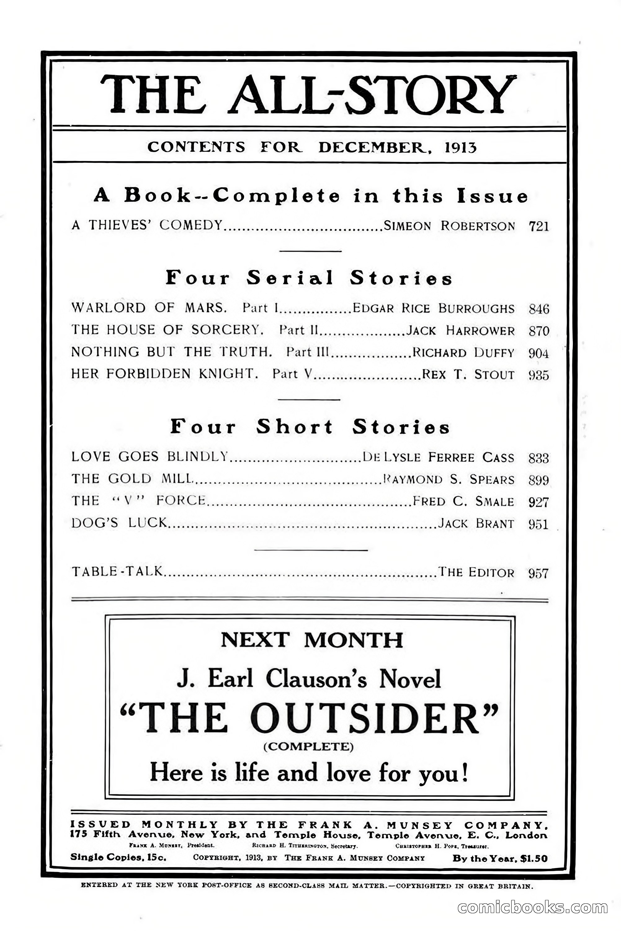 All Story Magazine, December 1913 — page 5 of 266