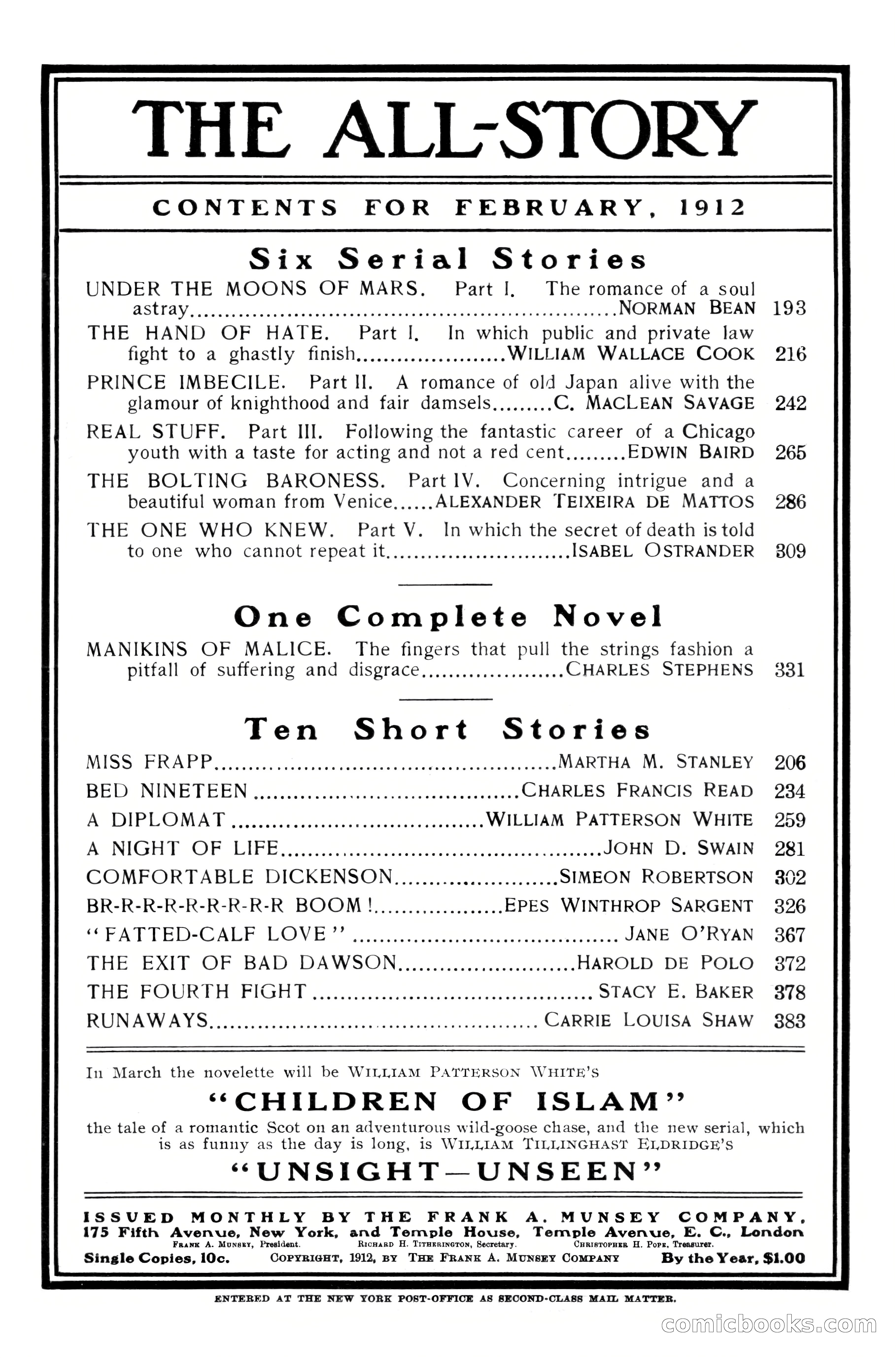 The All-Story Magazine, February 1912 — page 5 of 226
