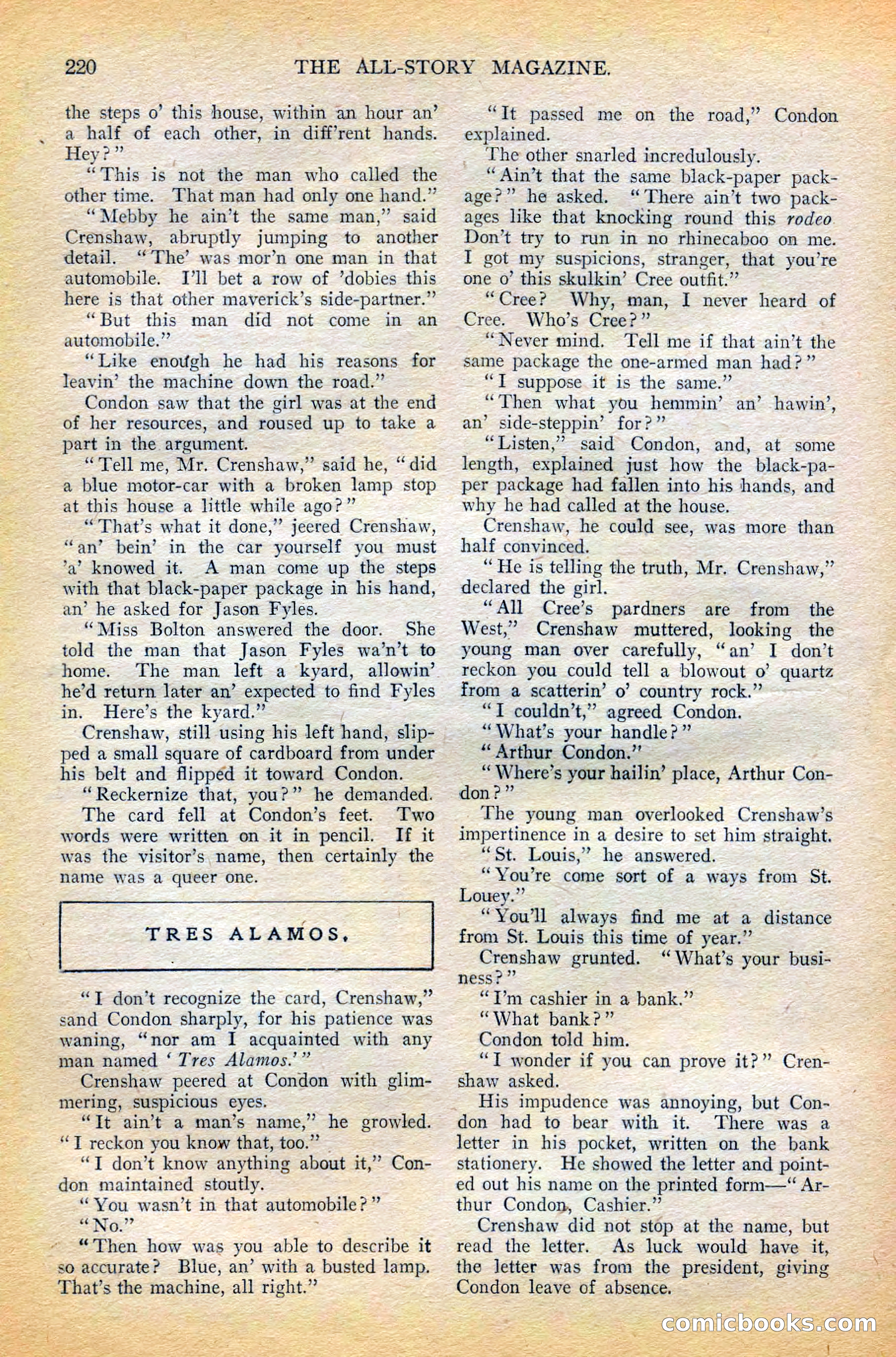 The All-Story Magazine, February 1912 — page 42 of 226