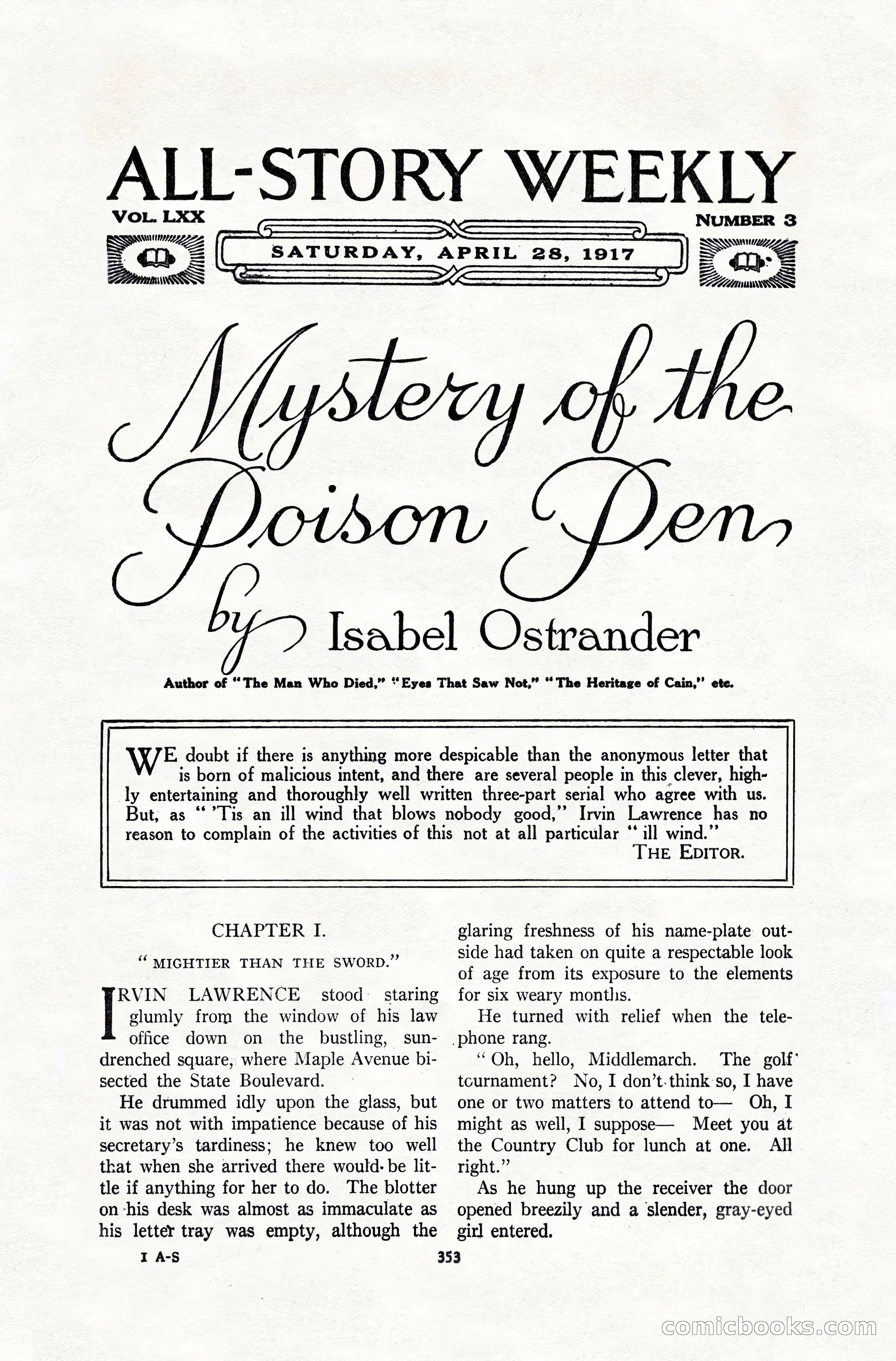 All-Story Weekly, April 28, 1917 — page 7 of 184