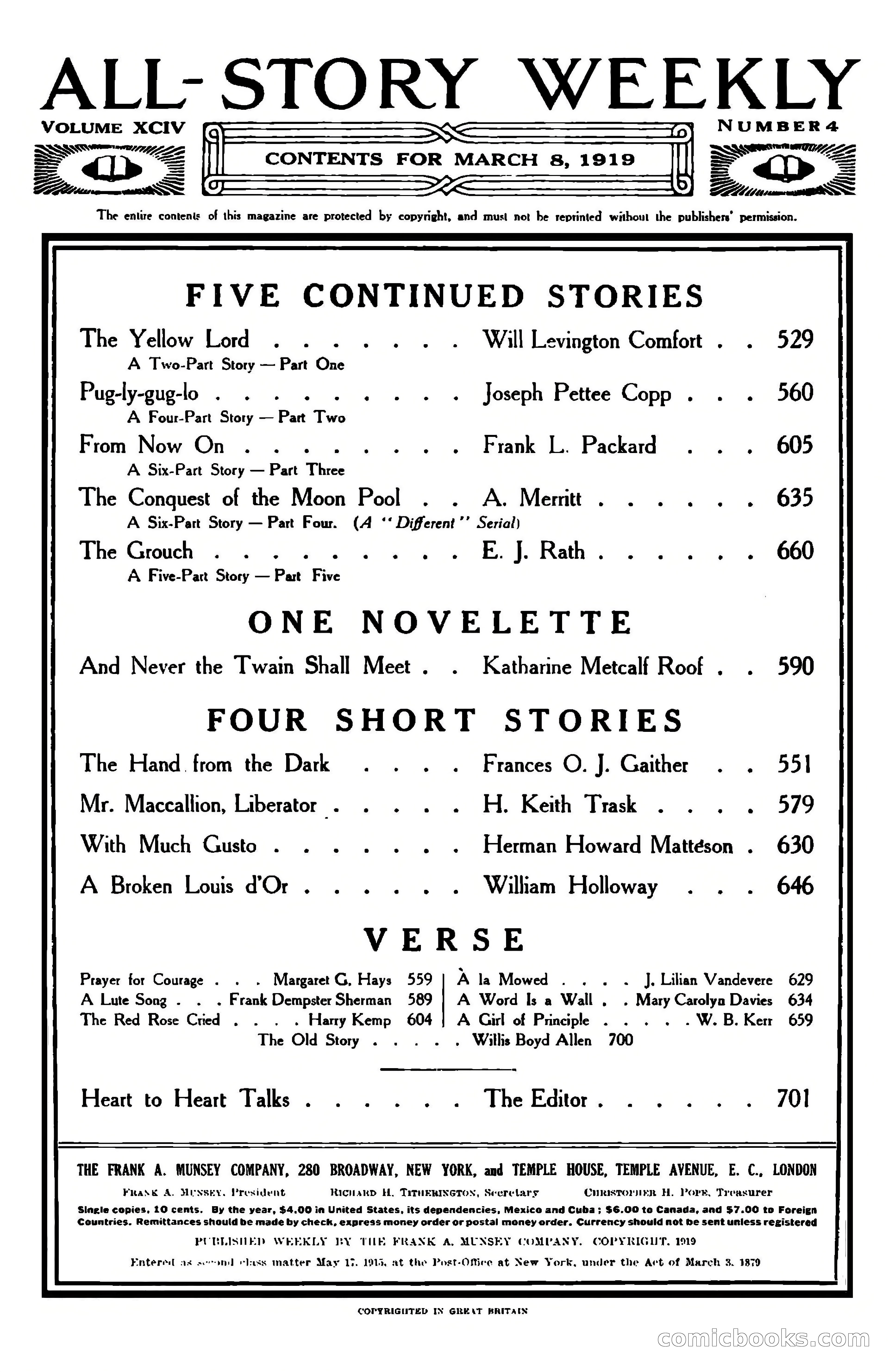 All-Story Weekly, March 8, 1919 — page 2 of 178