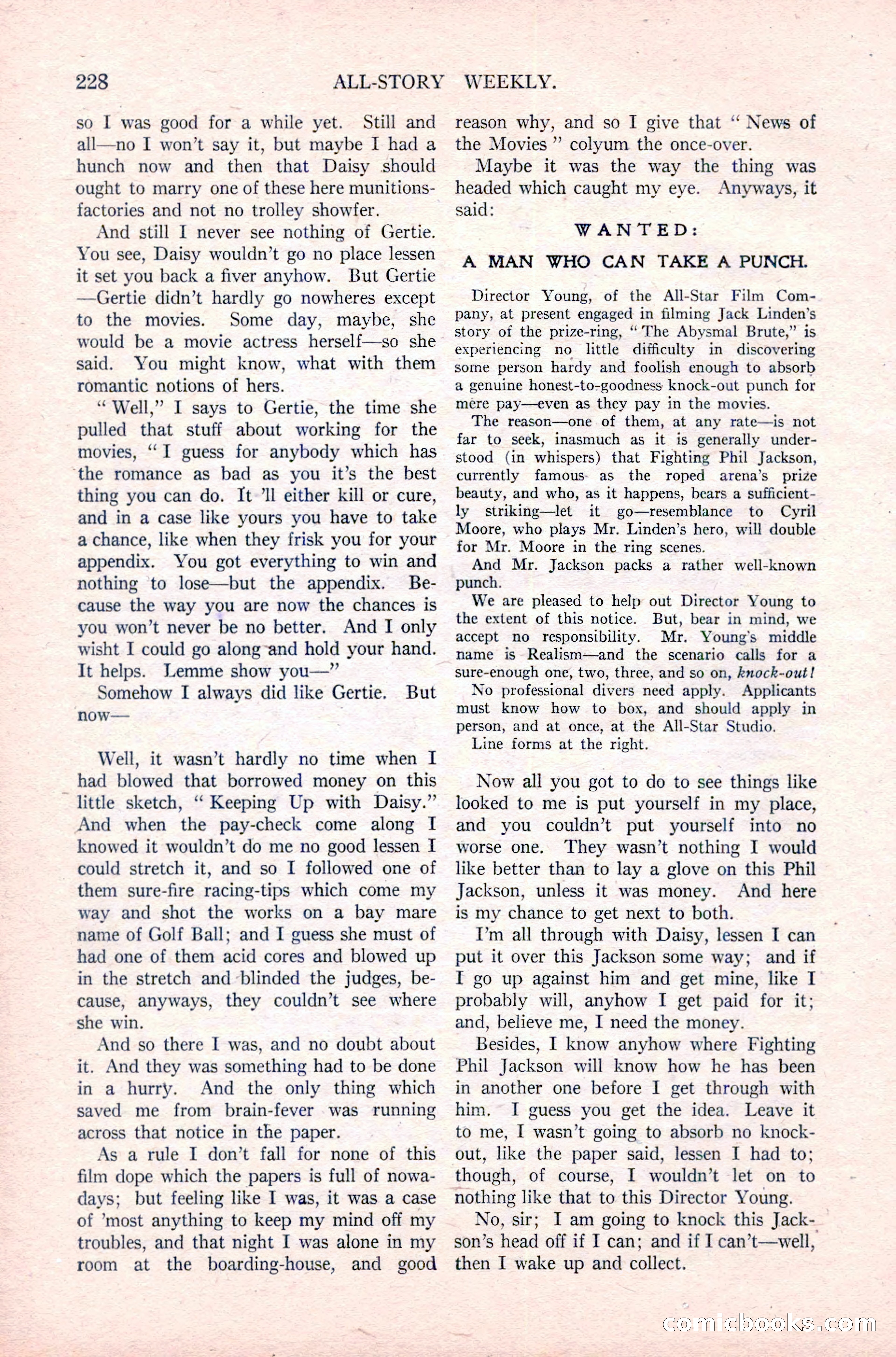 All-Story Weekly, December 29, 1917 — page 58 of 184