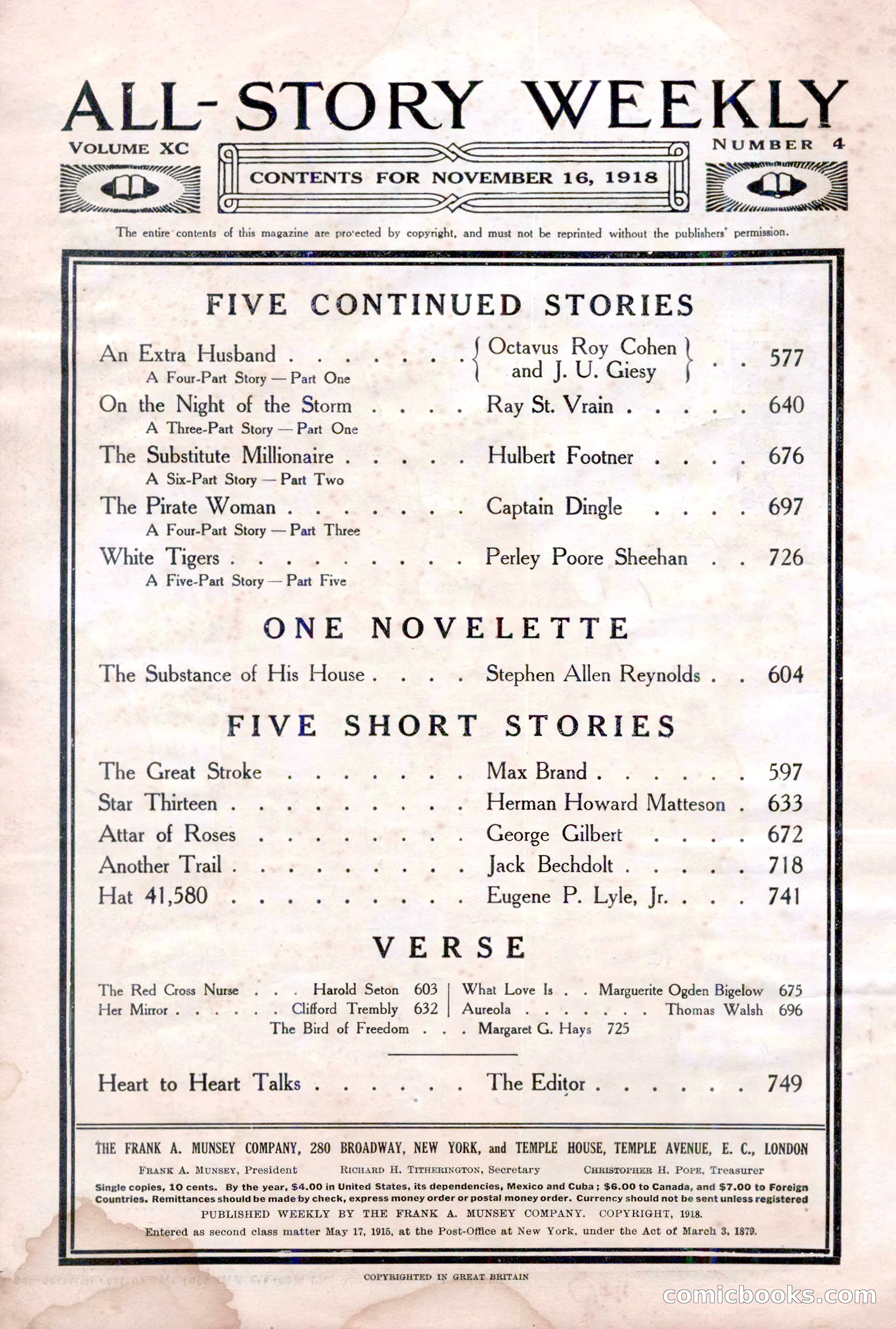 All-Story Weekly, November 16, 1918 — page 4 of 188