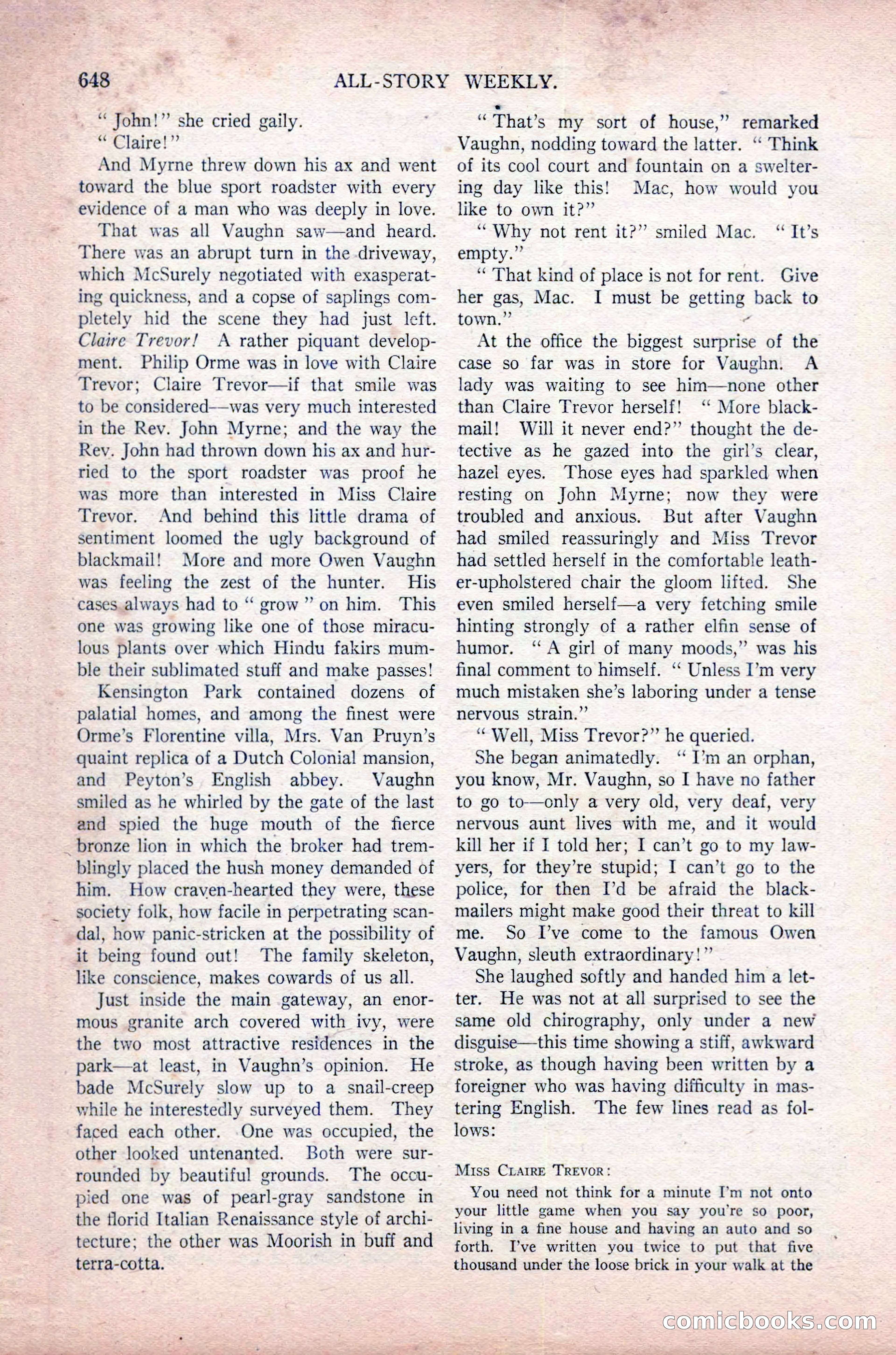 All-Story Weekly, November 16, 1918 — page 82 of 188
