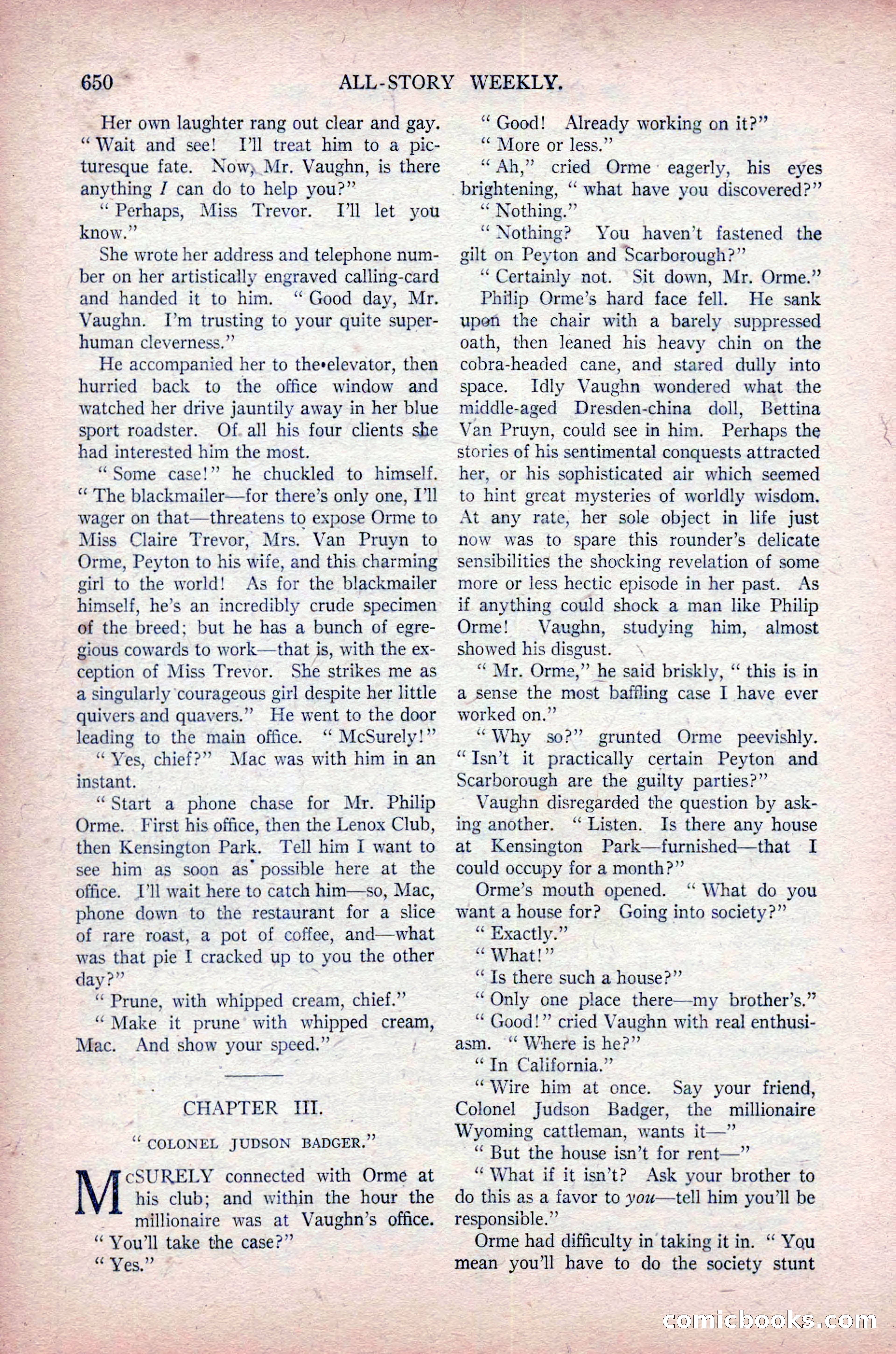 All-Story Weekly, November 16, 1918 — page 84 of 188
