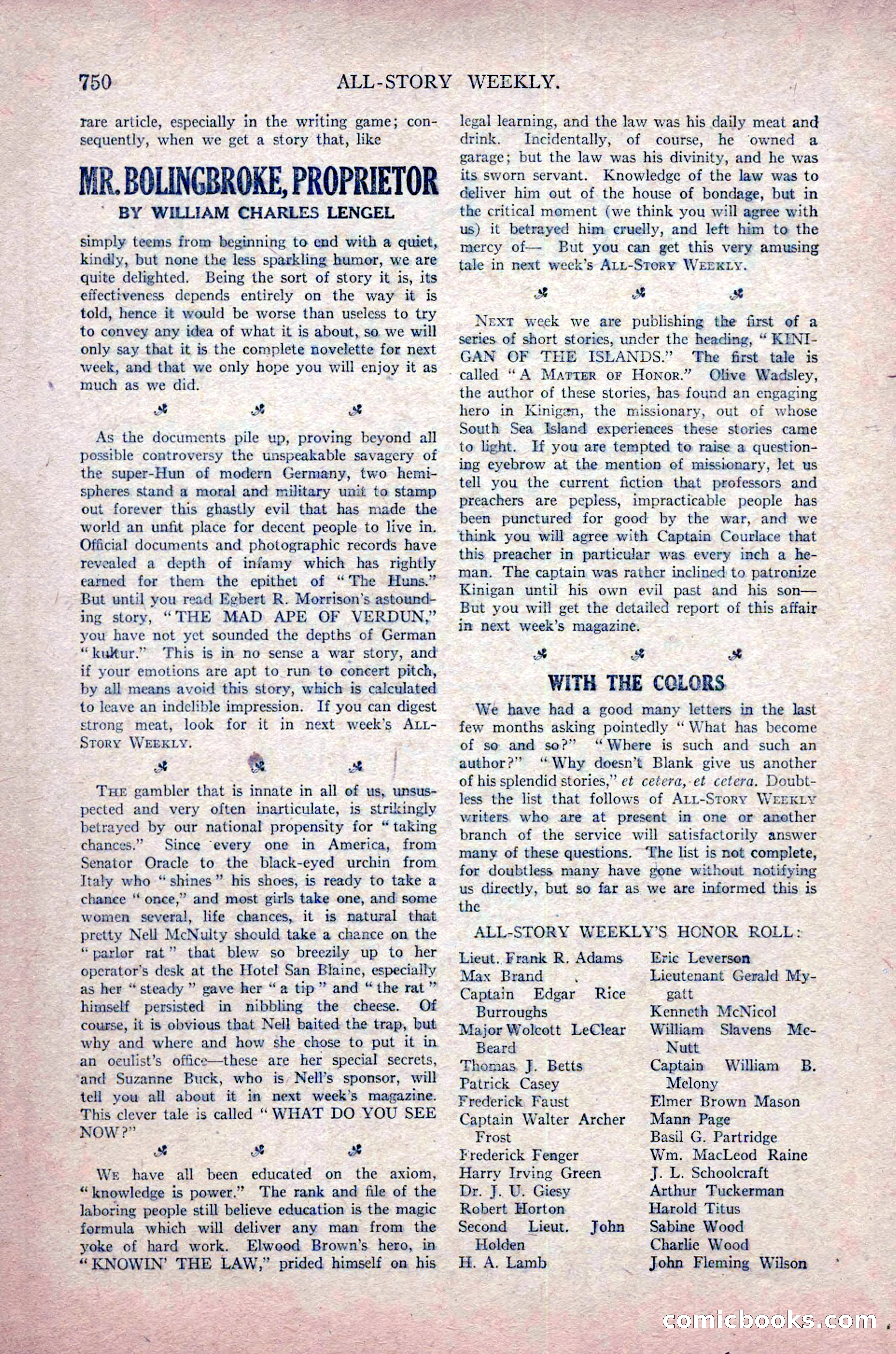 All-Story Weekly, November 16, 1918 — page 184 of 188