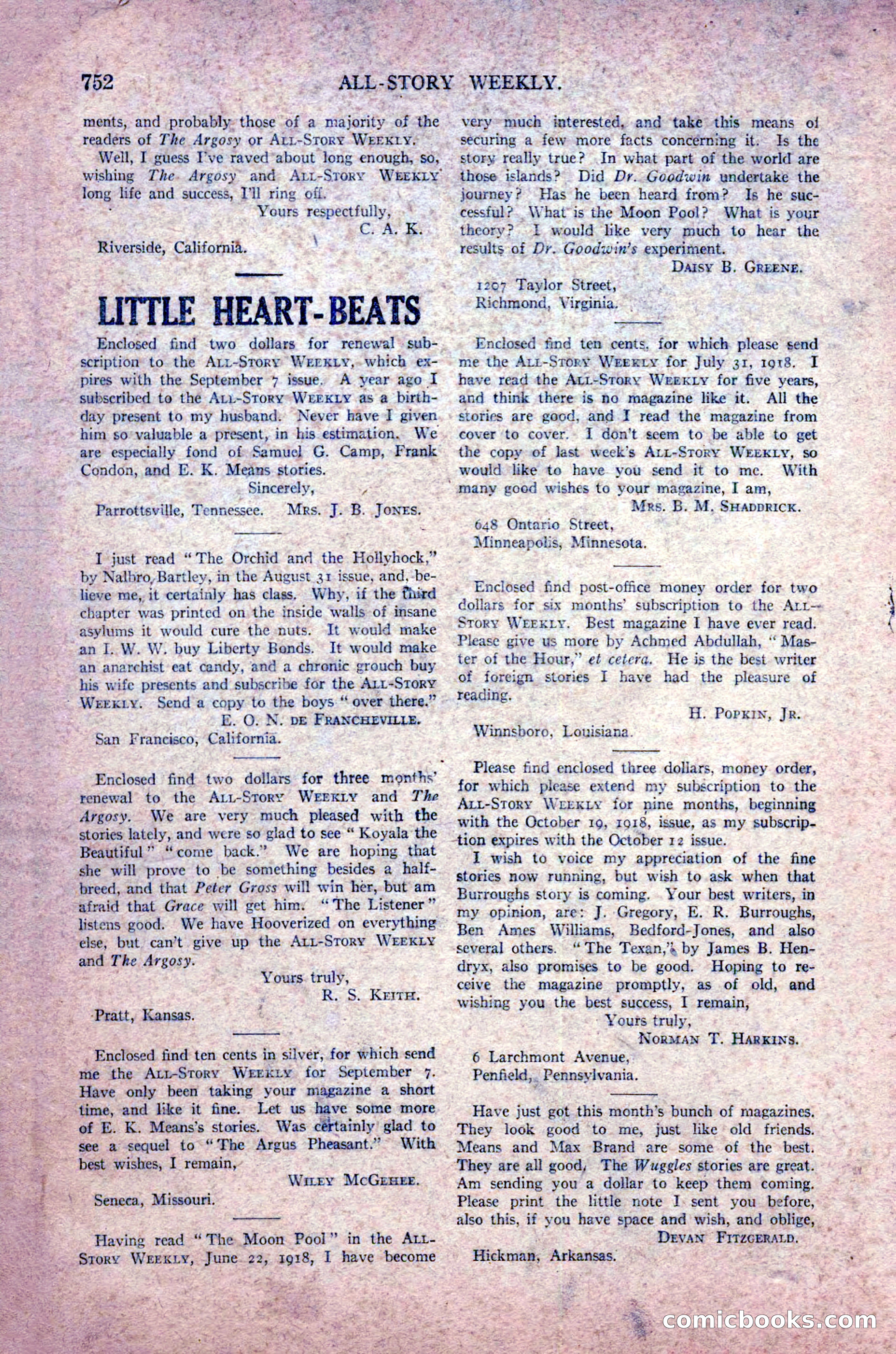 All-Story Weekly, November 16, 1918 — page 186 of 188