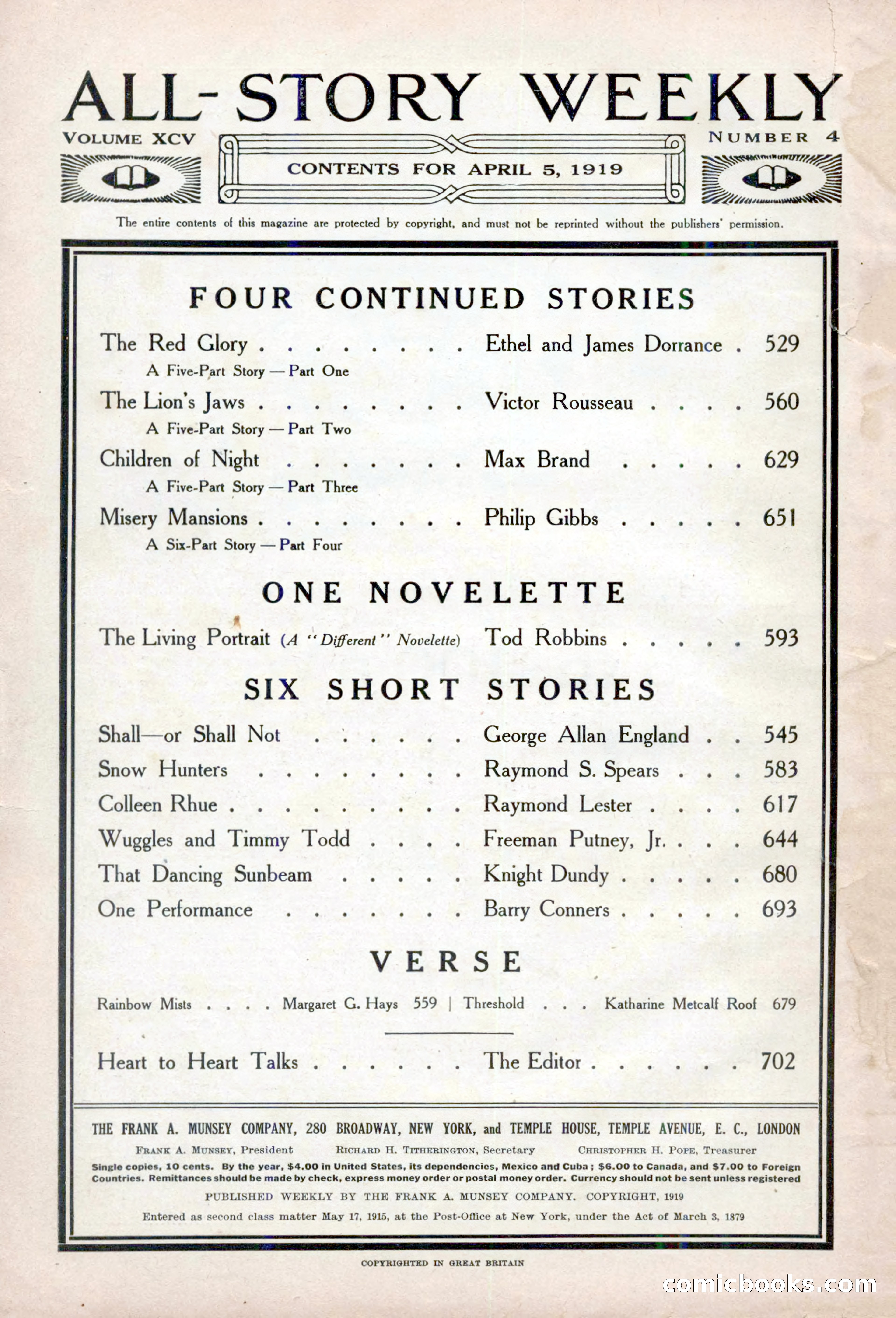 All-Story Weekly, April 5, 1919 — page 4 of 196