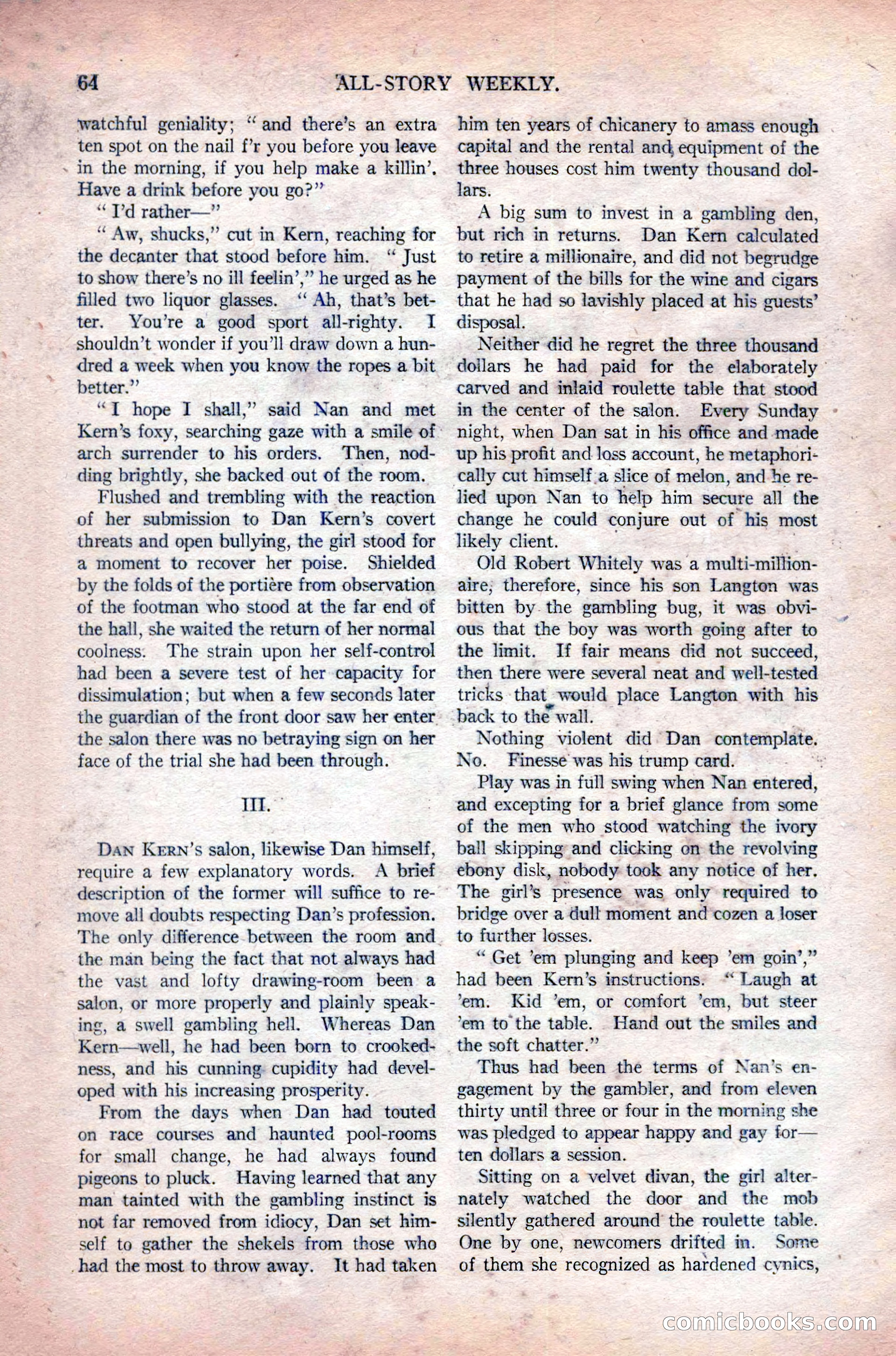 All-Story Weekly, Vol. 108 No. 1 — page 74 of 180