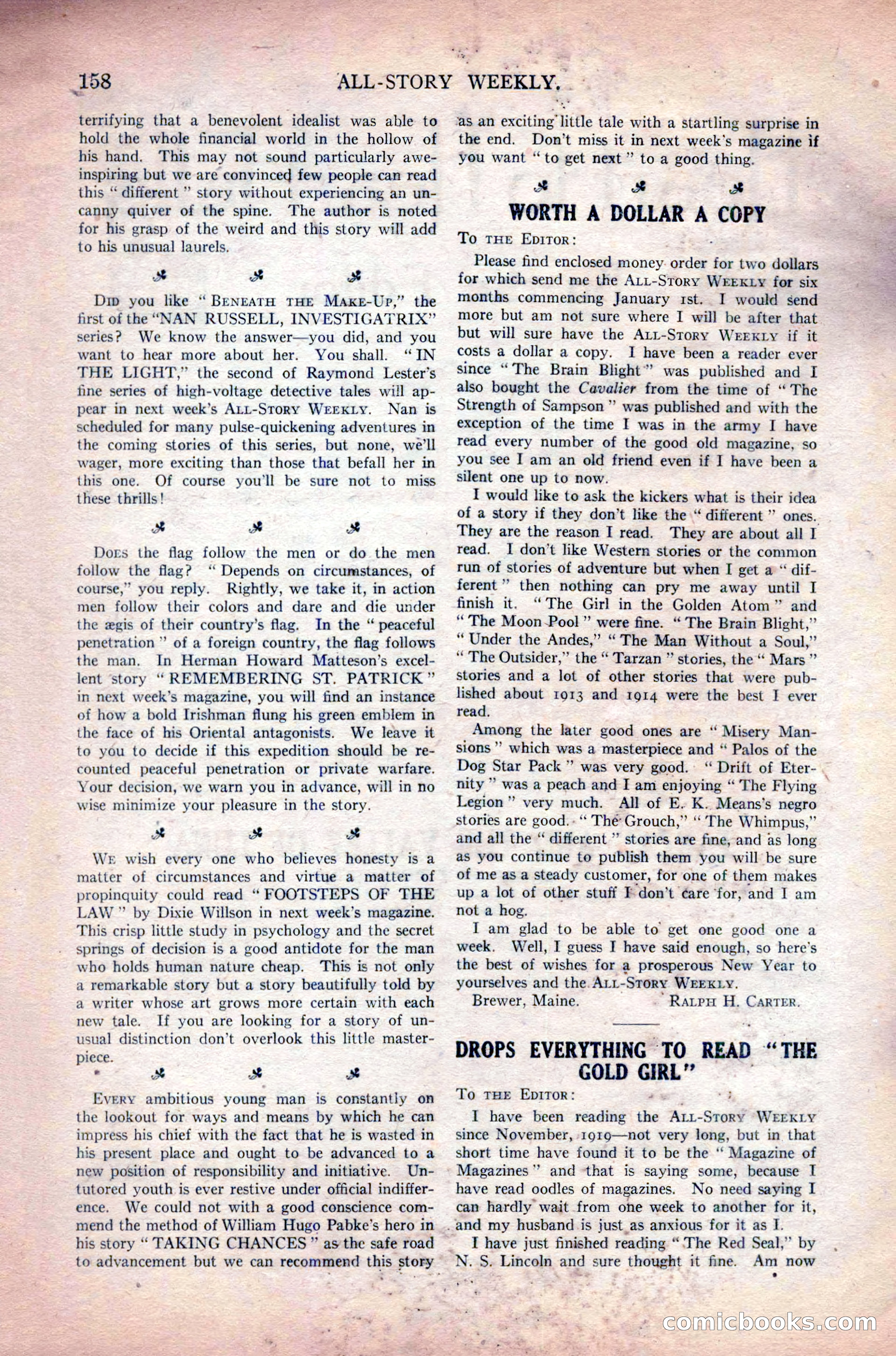 All-Story Weekly, Vol. 108 No. 1 — page 168 of 180