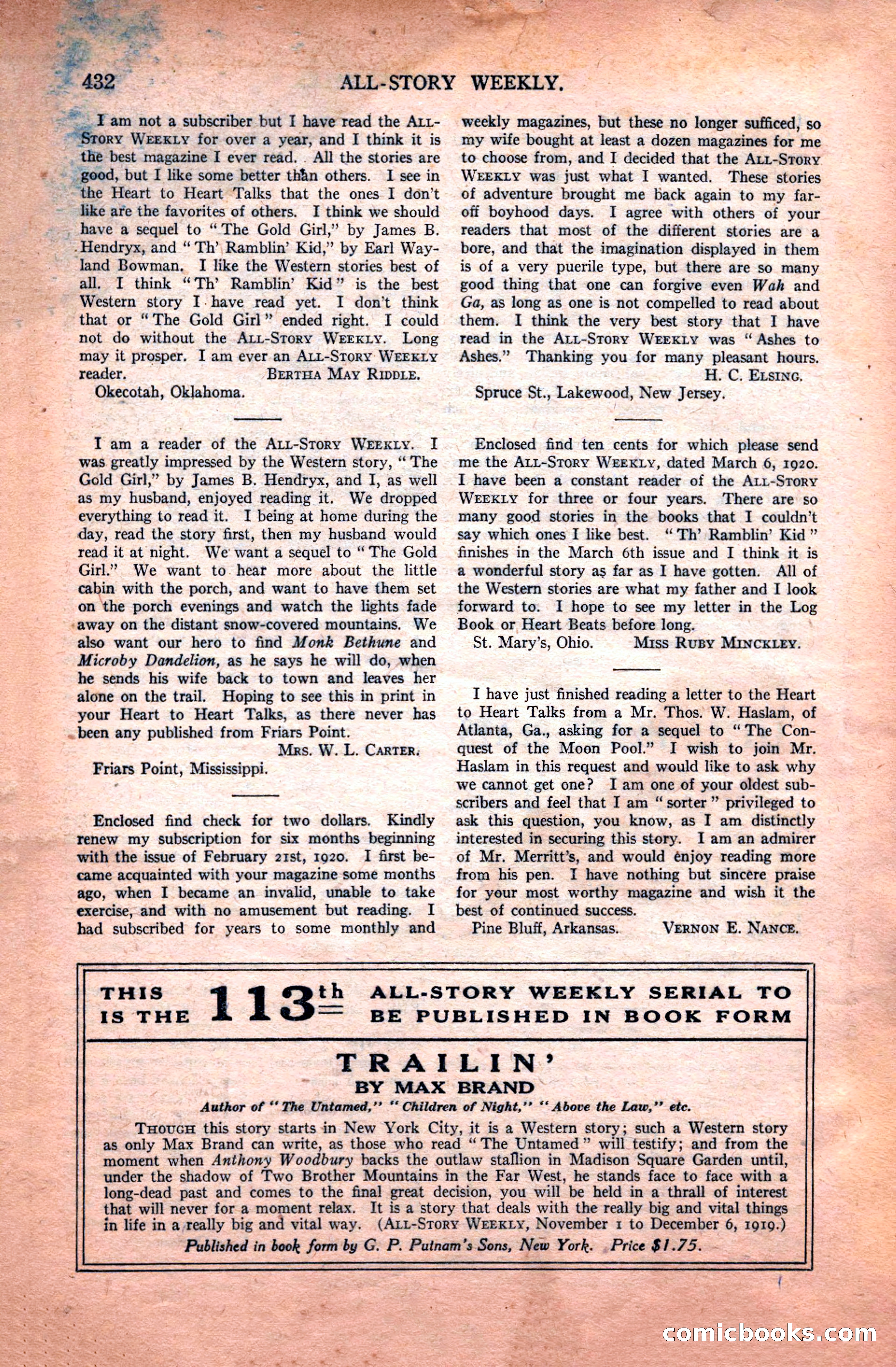 All-Story Weekly, April 24, 1920 — page 154 of 158