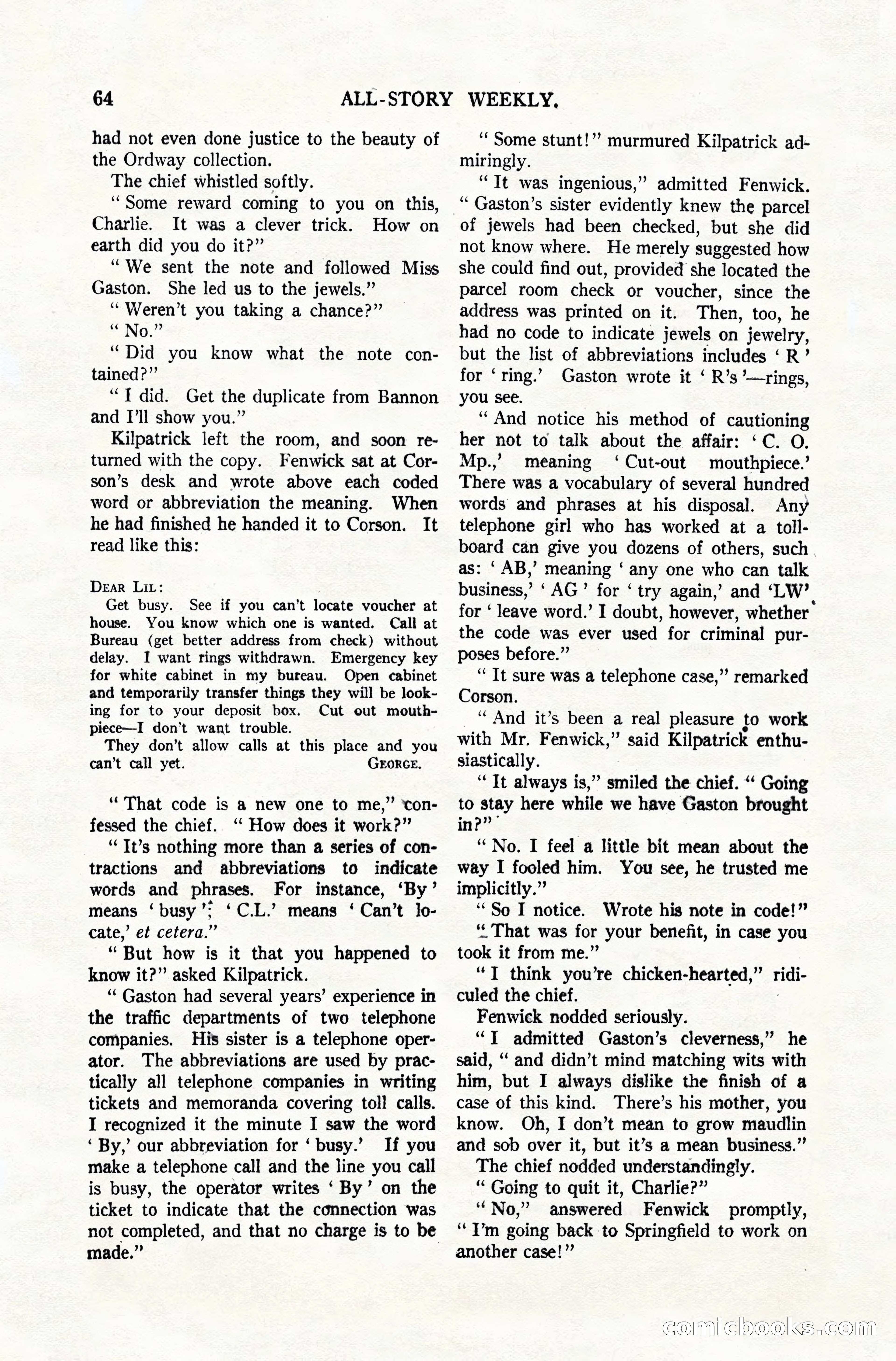 All-Story Weekly, December 20, 1919 — page 74 of 172
