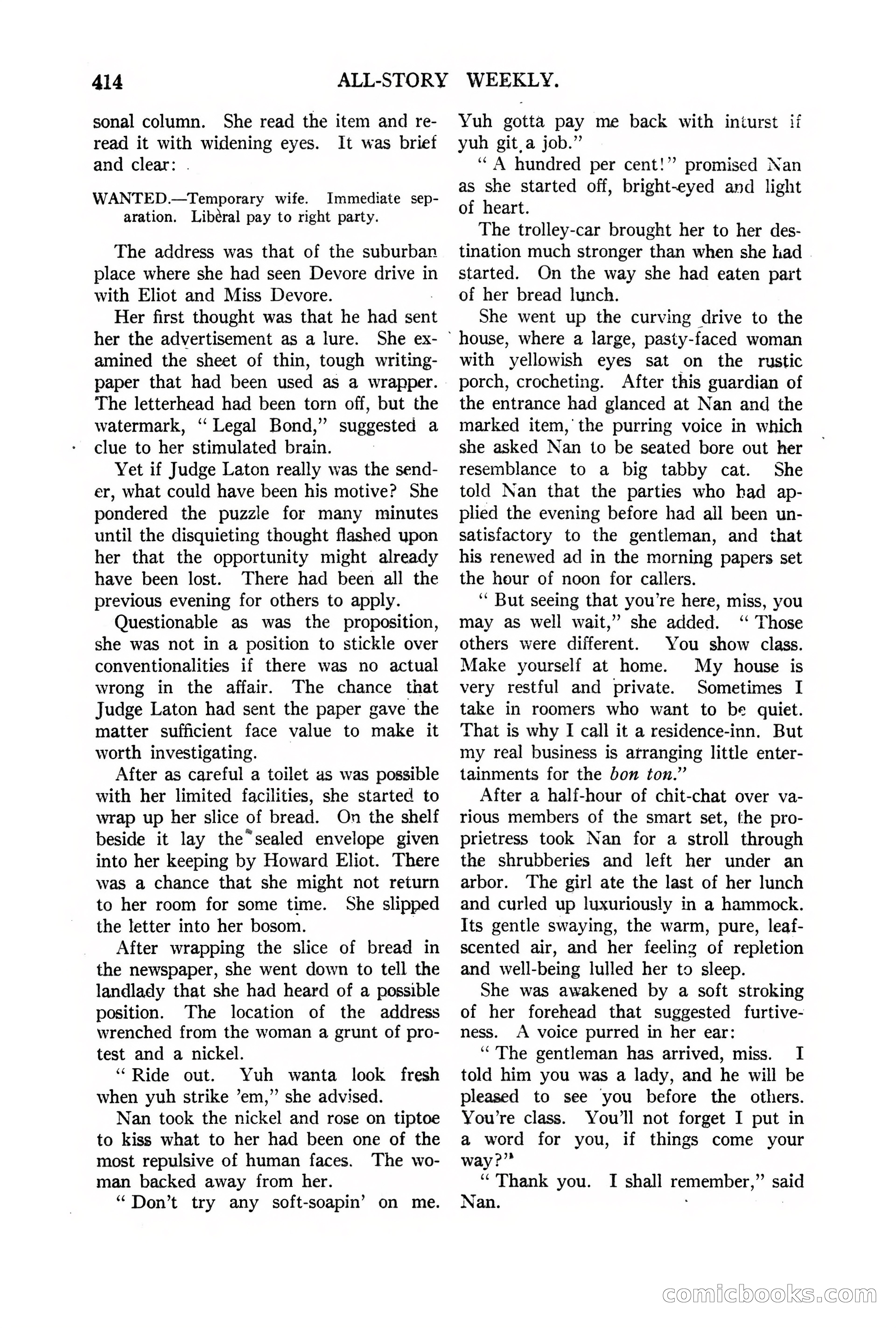 All-Story Weekly, Vol. 68, No. 3 — page 72 of 192